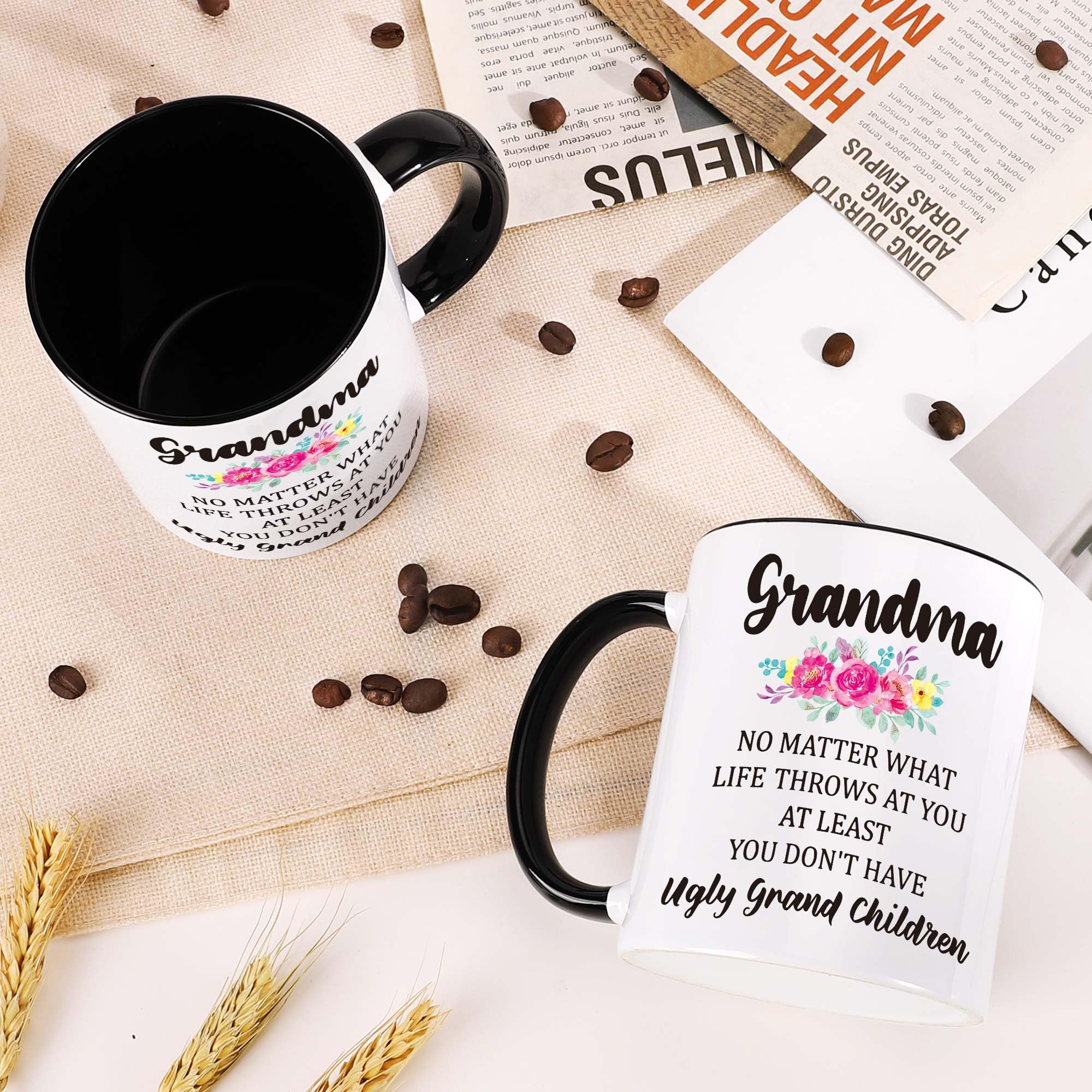 LEJIAJINW Gifts for Grandma Mothers Day Grandmother Gigi Nana Granny Grammy, Best Grandmother Ever Ceramic Mug, Funny Grandma Bi
