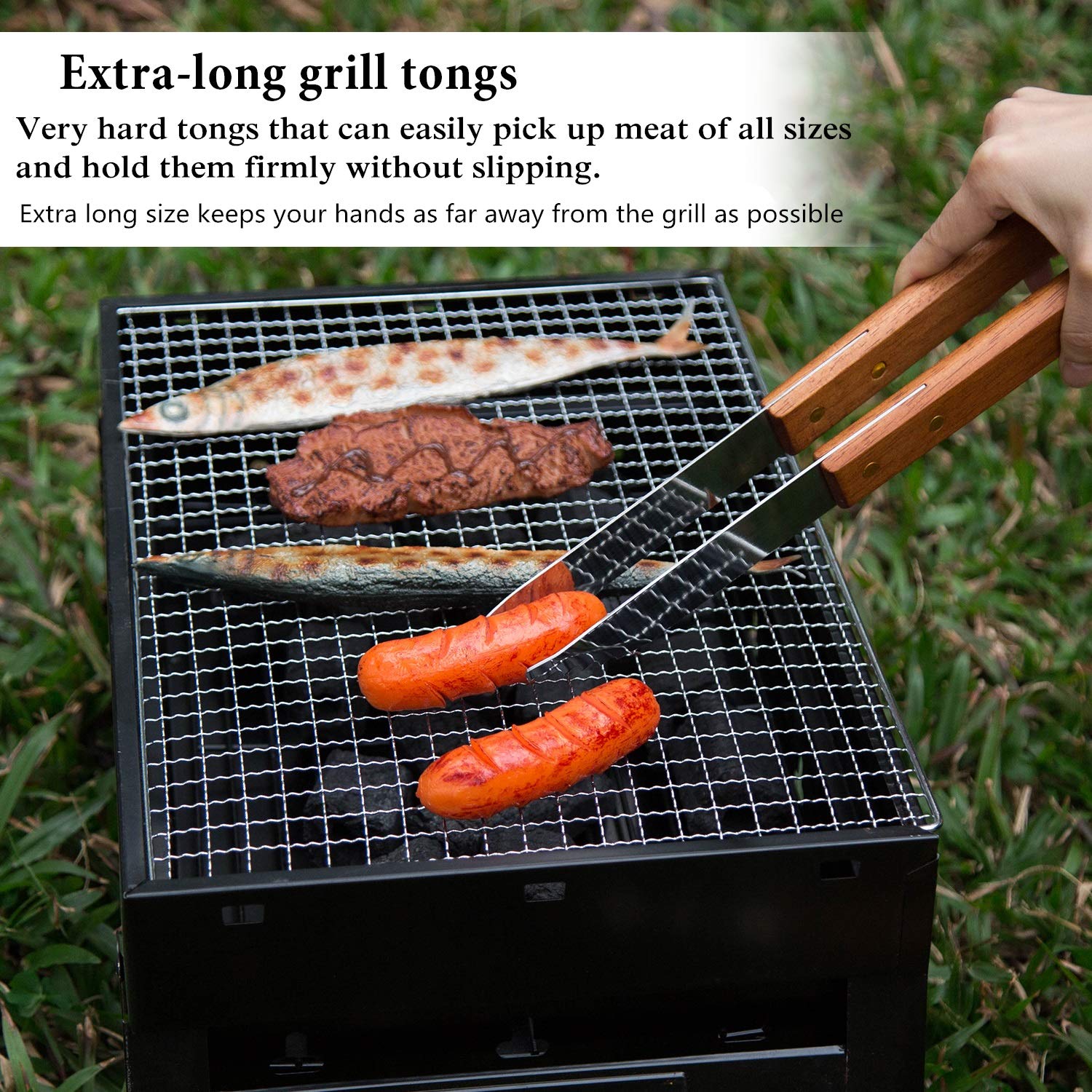 Image Wooded Bbq Accessories Grilling Tools,Stainless Steel Bbq Tools Grill Tools Set For Cooking, Backyard Barbecue & Outdoor C