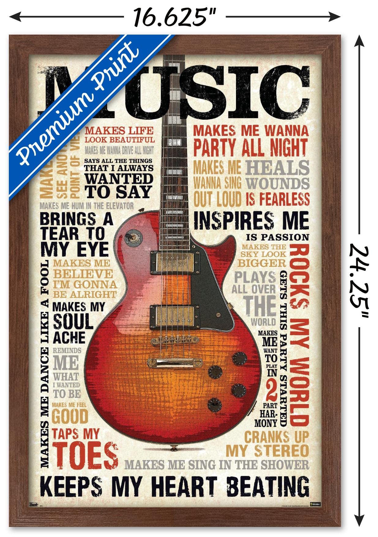 Trends International Music Inspires Me Wall Poster, 14.725'' X 22.375'', Mahogany Framed Version