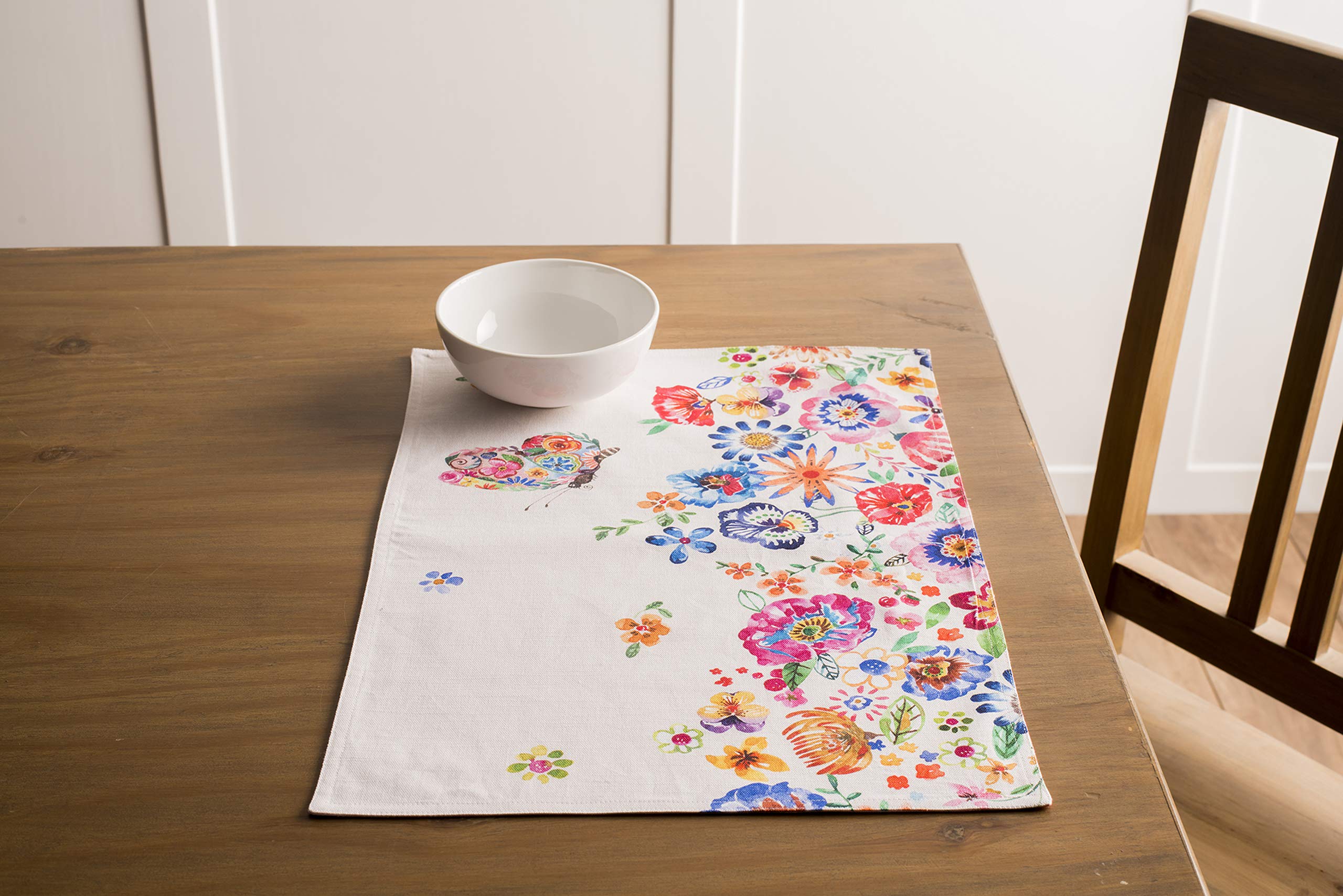 Maison D' Hermine Placemat 100% Cotton Cloth Placemats Decorative Washable Placemats, Home, Kitchen, Dining & Camping, Happy Flo