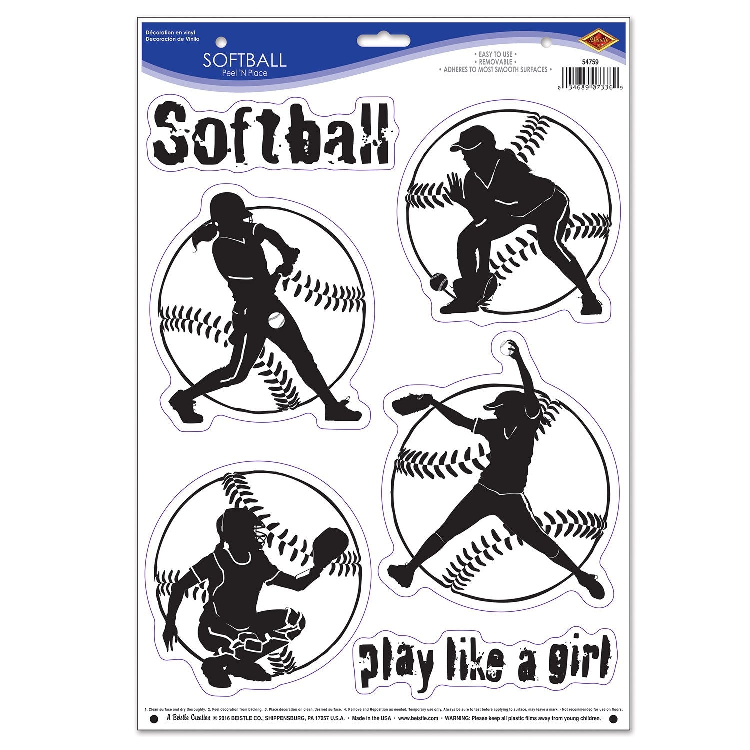 Beistle Softball Peel N Place
