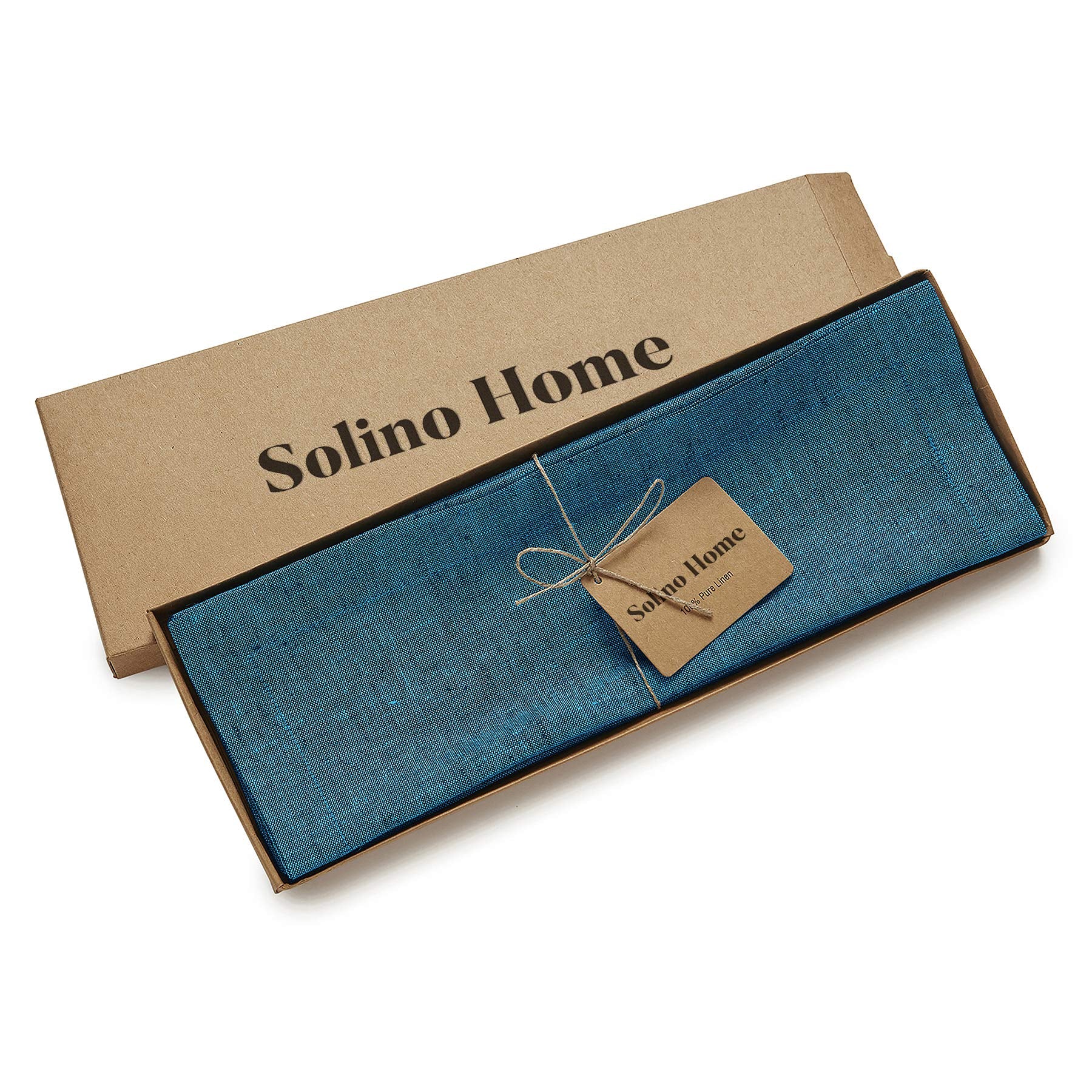 Solino Home Linen Placemats 19'' L X 14'' W Inch - 100% Pure Linen Chambray Teal Cloth Placemats Set Of 4 - Athena, Washable Fab