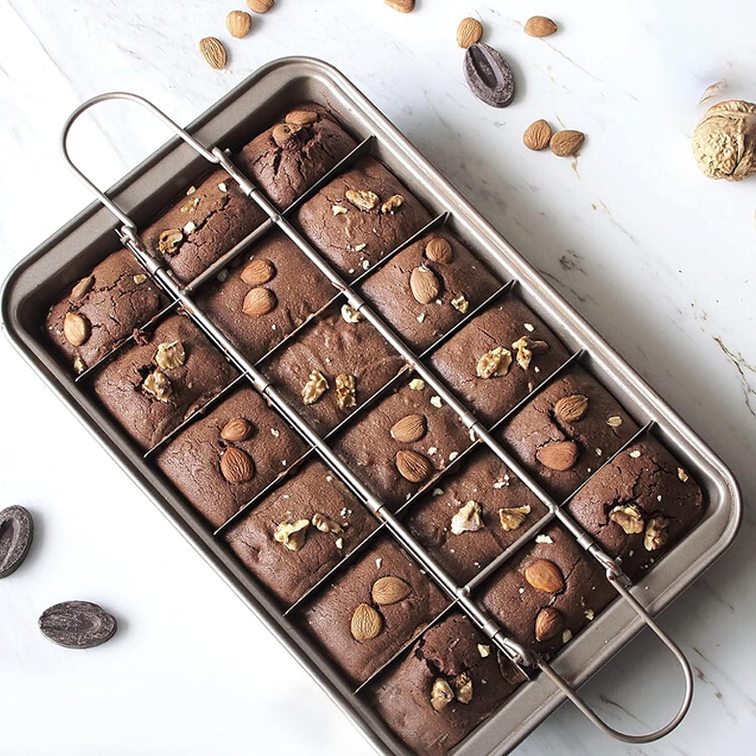 Good Dee'S Brownie Pan With Dividers, Non Stick Baking Pan Sets, Carbon Steel Bakeware Tray With Grips For Oven Baking, 18 Pre-C