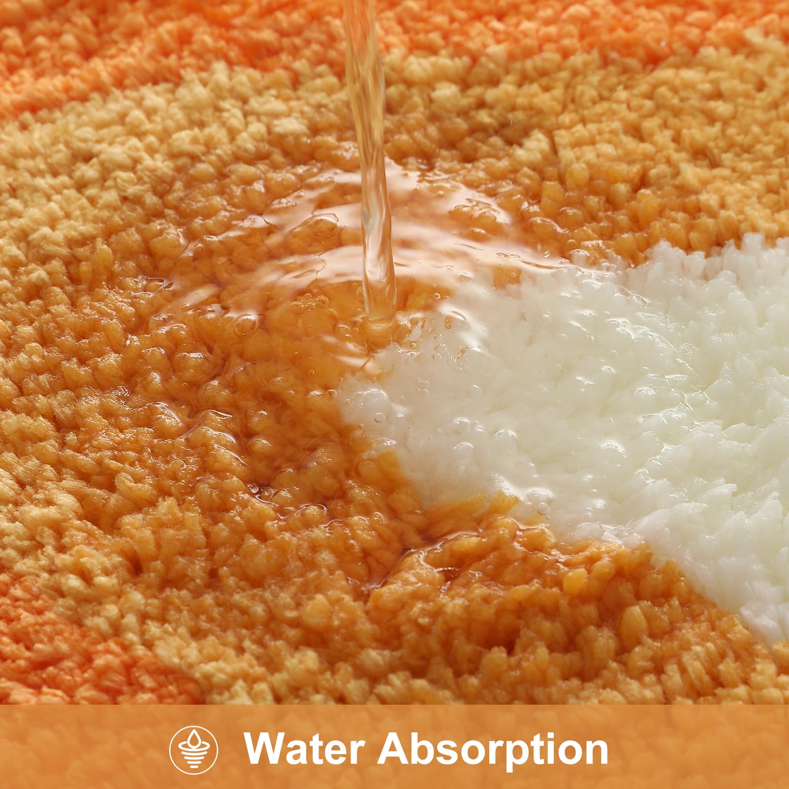 Haocoo Bath Mats For Bathroom, 20X31 Inch Fluffy Microfiber Shower Rug, Non Slip Aesthetic Washable Orange Bathroom Rugs Absorbe