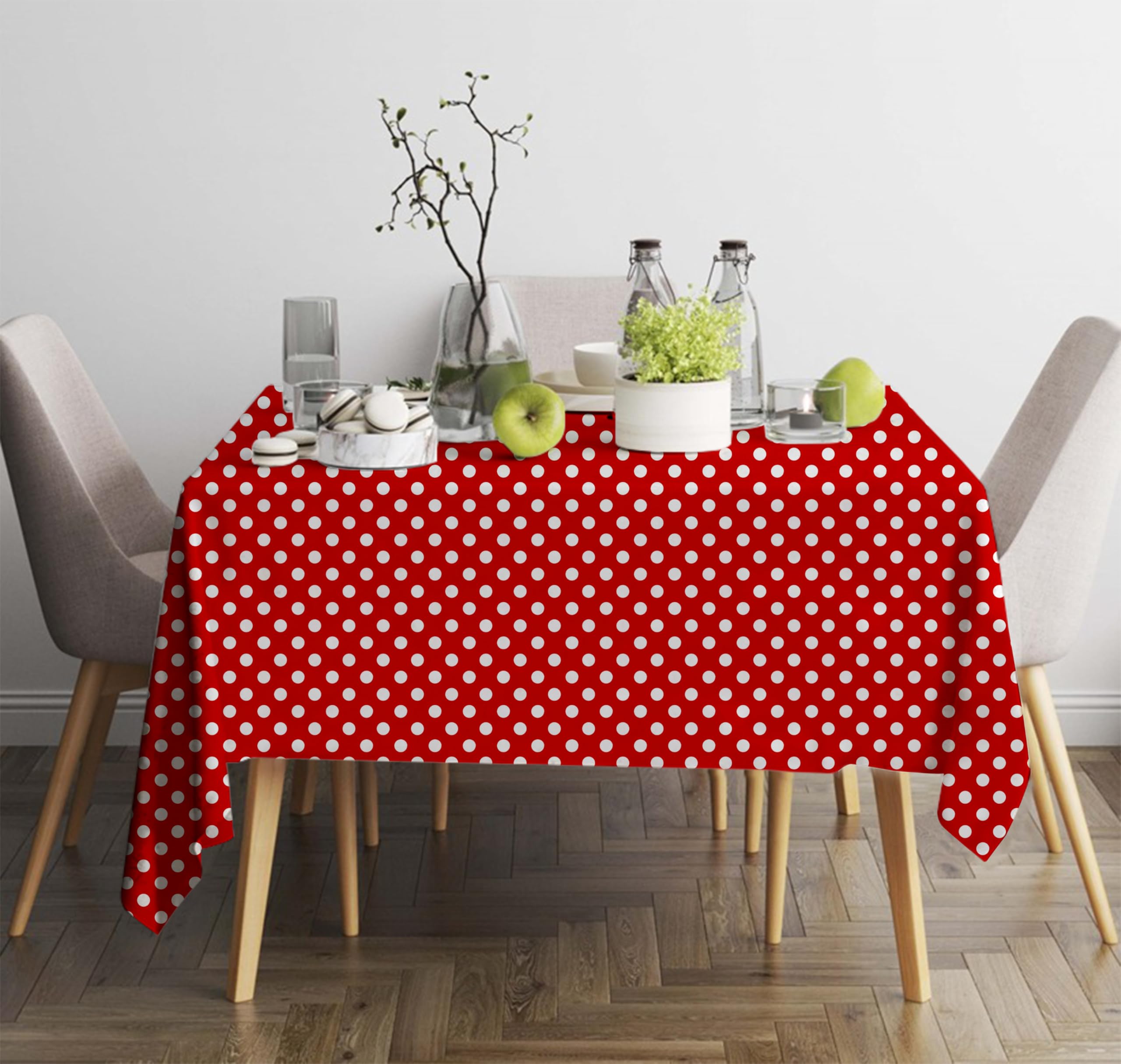 Oasis Hometex Cotton Red Dot Printed 40X40 Inch Table Cloth/Cover  Red (Pack of 1)