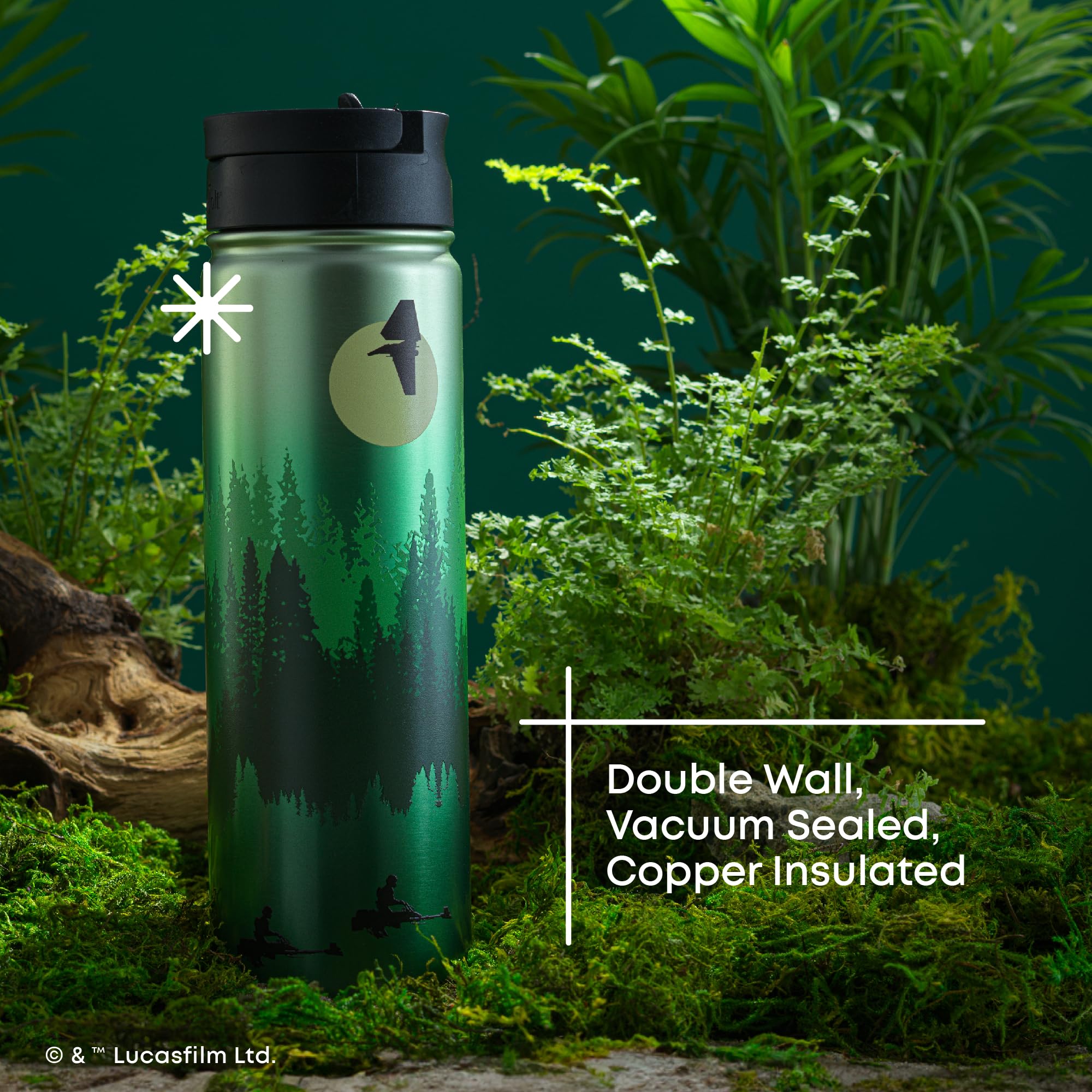JoyJolt Stainless Steel Water Bottle 22 oz, BPA-Free, Insulated, Star Wars Endor Collection, JSW10896