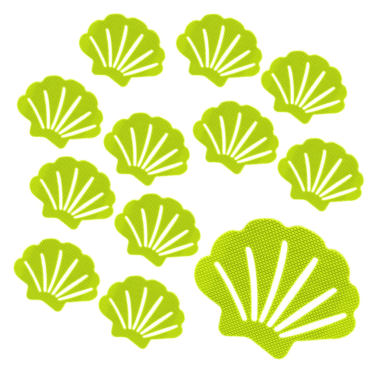 Coufce 30 Pcs Non Slip Bathtub Stickers Green Adhesive Decals Sea Shell Shape Shower Stickers For Floor, Ladders, Bath Tub, Stai