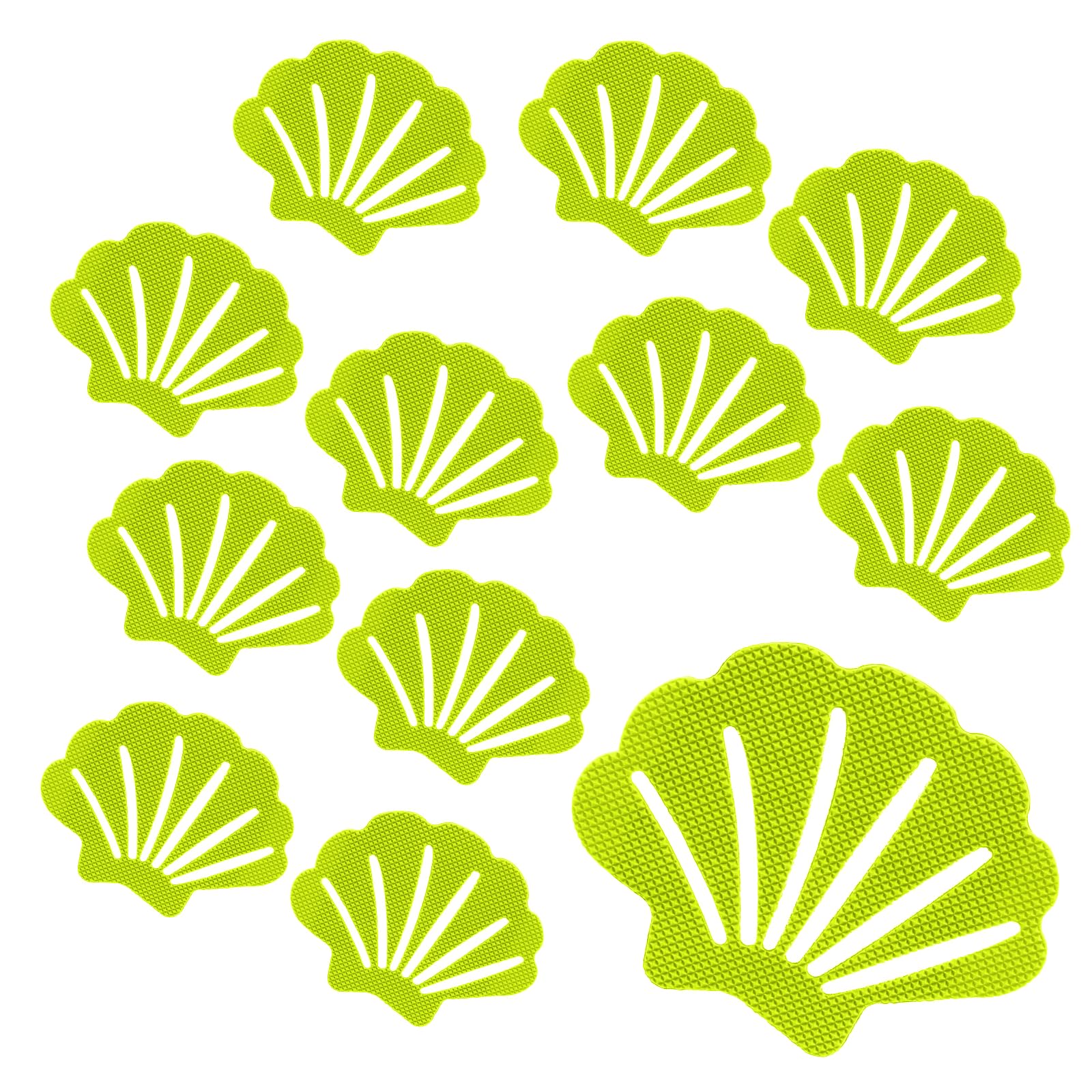 Coufce 12 Pcs Non Slip Bathtub Stickers Green Adhesive Decals Sea Shell Shape Shower Stickers For Floor, Ladders, Bath Tub, Stai