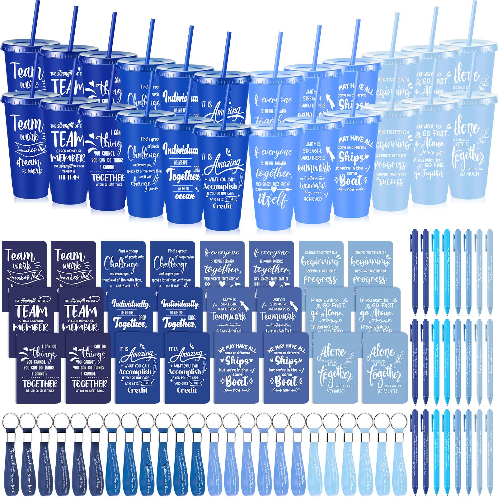 Hollowfly 24 Sets/96 Pcs Appreciation Gifts Set for Employee,Gradient Blue
