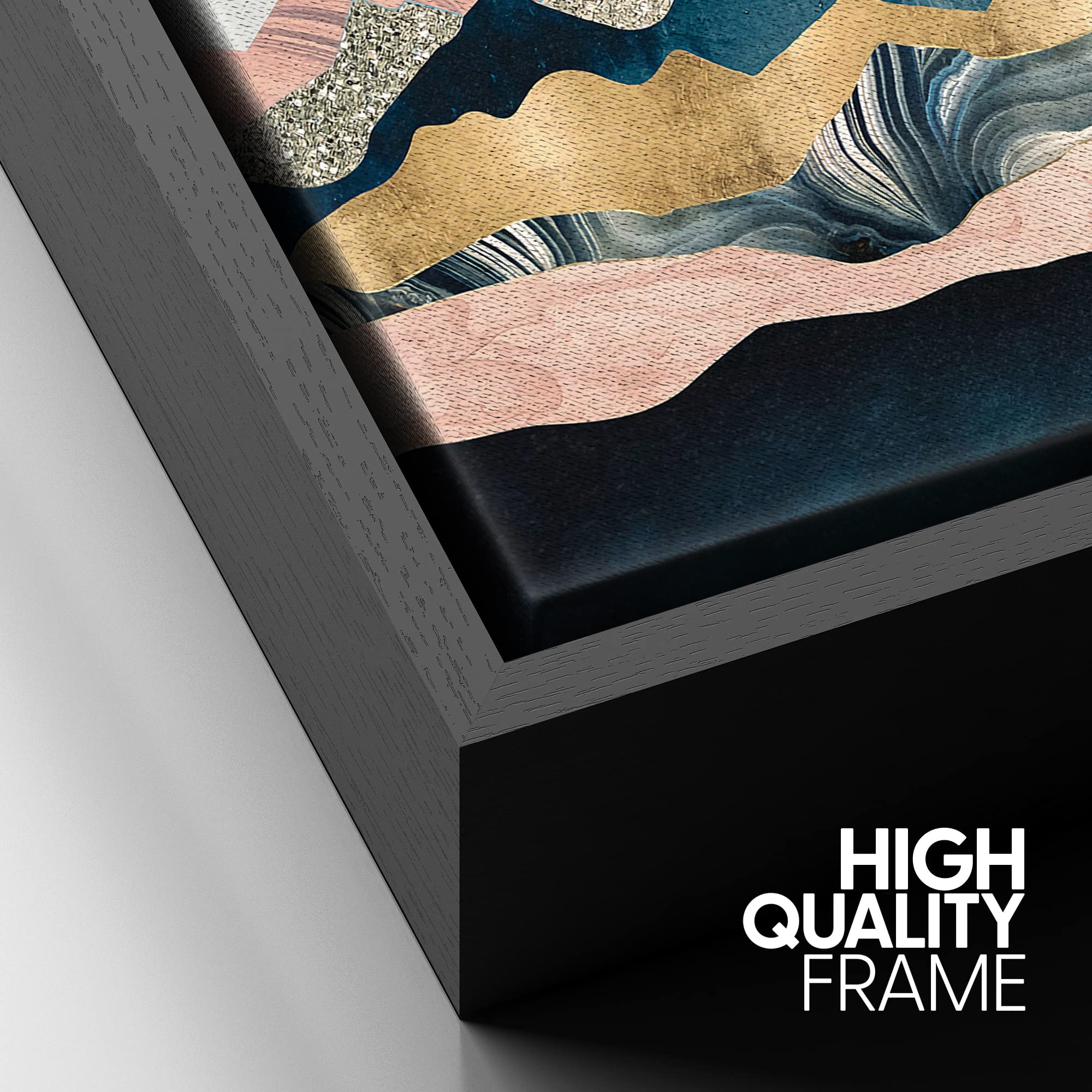 Signford Framed Canvas Print Wall Art Symmetrical Pink & Gold Marble Landscape Abstract Wilderness Illustrations Modern Art Rust