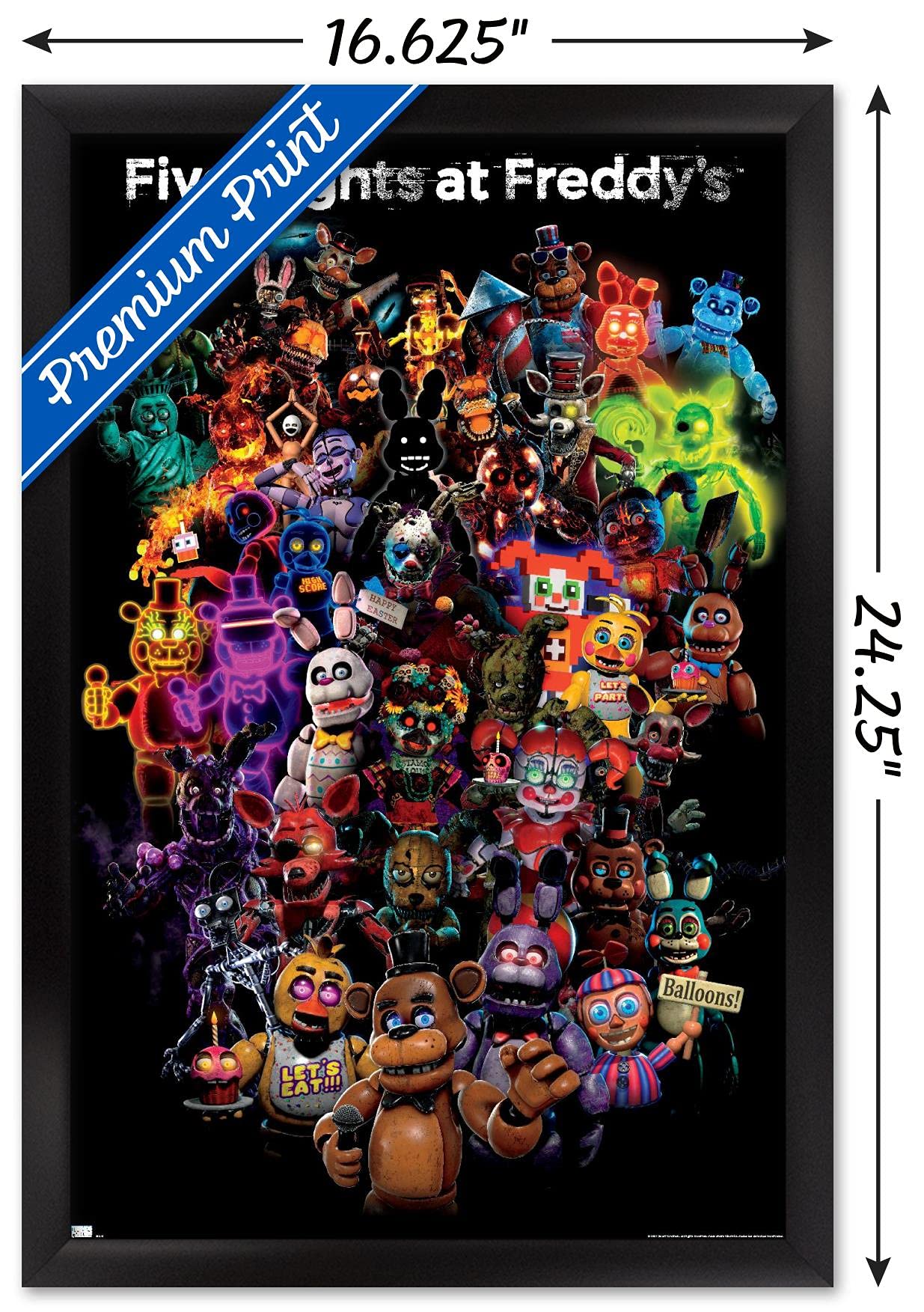 Trends International Five Nights At Freddy'S: Special Delivery - Collage Wall Poster, 14.72'' X 22.37'', Black Framed Version