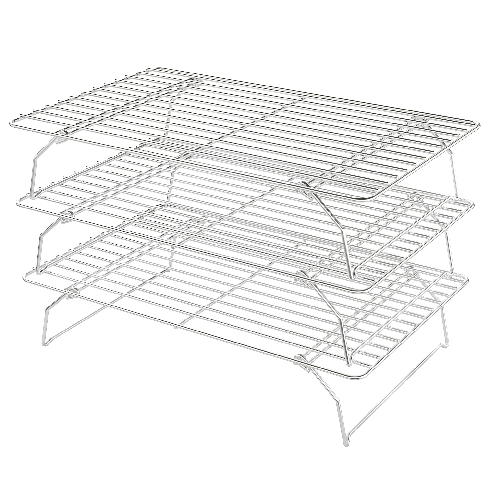 Cooling Racks for Cooking and Baking - 3 Tier Stackable Grid Wire Baking Rack for Oven Cooking, Baking, Grilling, Roasting - Dis