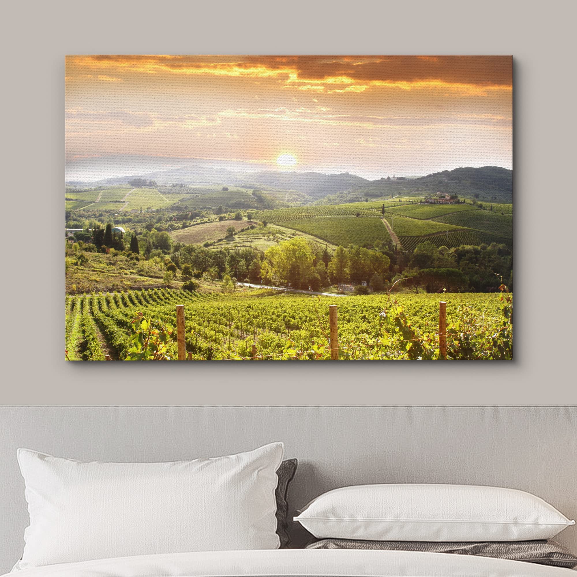 Wall26 Canvas Print Wall Art Vineyard Landscape In Tuscany, Italy Nature Wilderness Photography Modern Art Rustic Scenic Colorfu