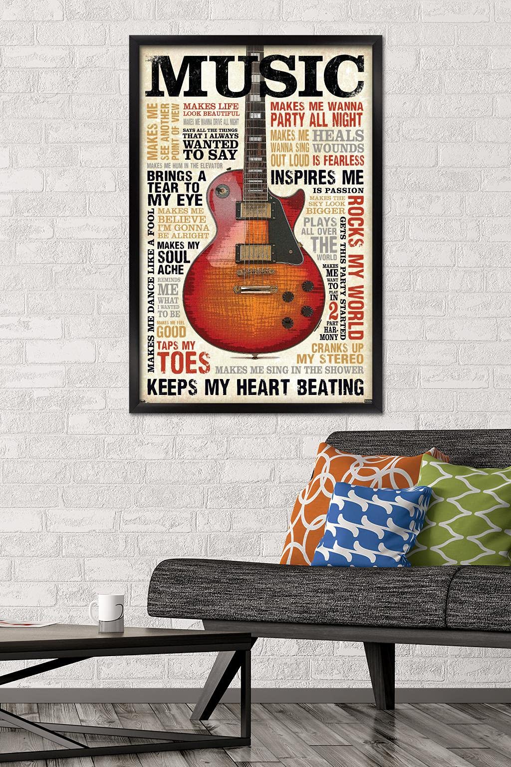 Trends International Music Inspires Me Wall Poster, 22.375'' X 34'', Black Framed Version