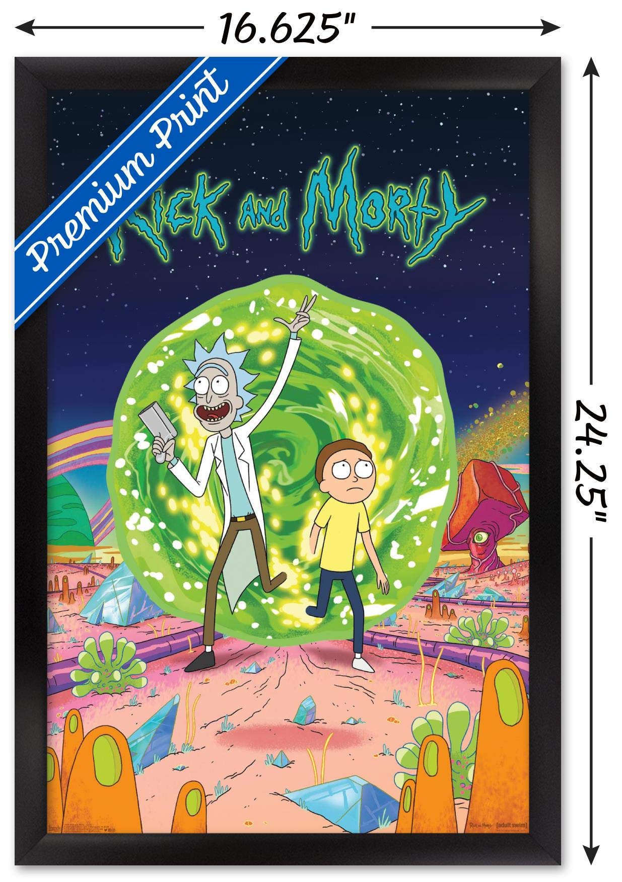 Trends International Rick And Morty - Cover Wall Poster, 14.725'' X 22.375'', Black Framed Version