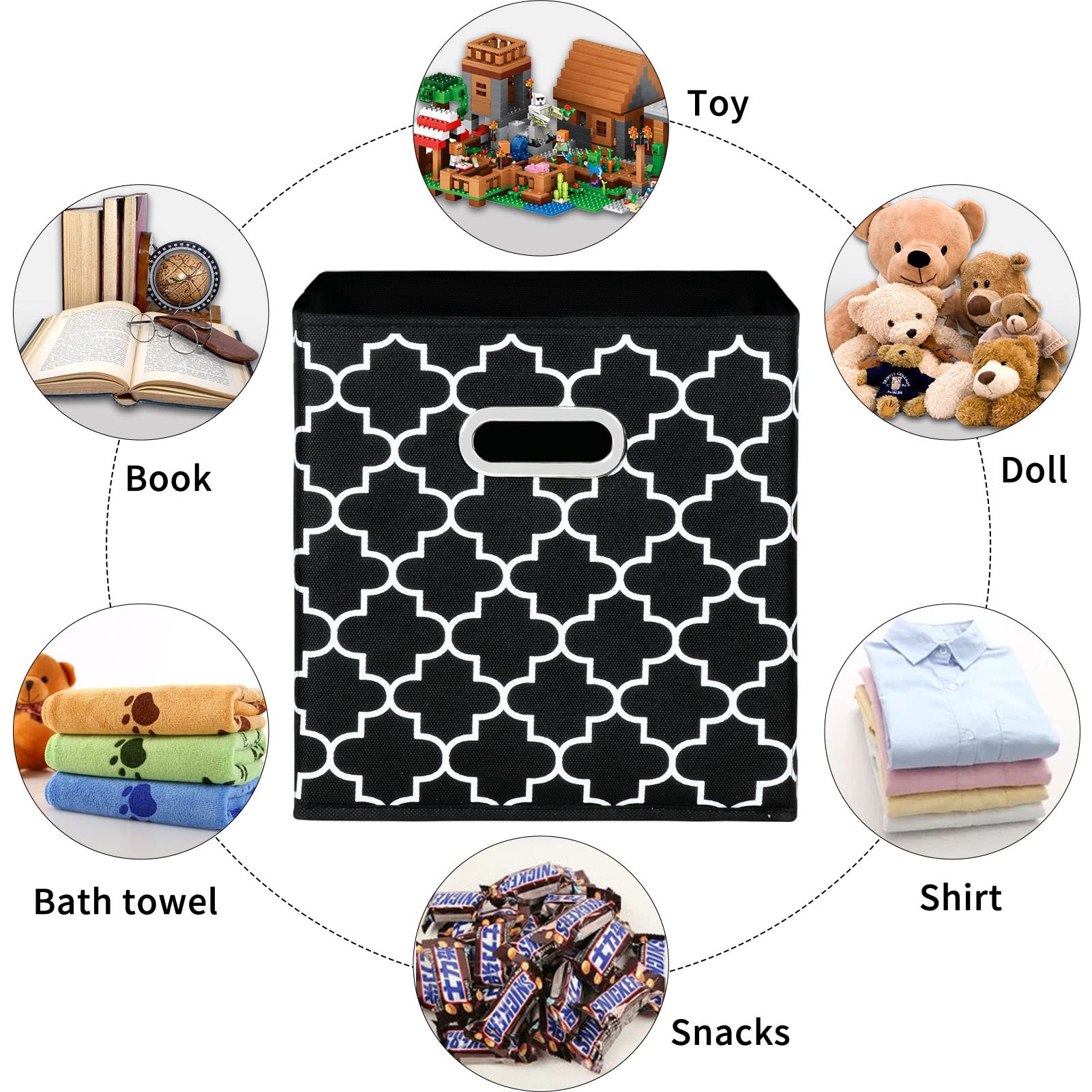 Sevendome Fabric Cloth Storage Bins,Fabric Cube Organizer With Dual Handles Foldable Cube Storage Baskets For Home Bedroom Stora