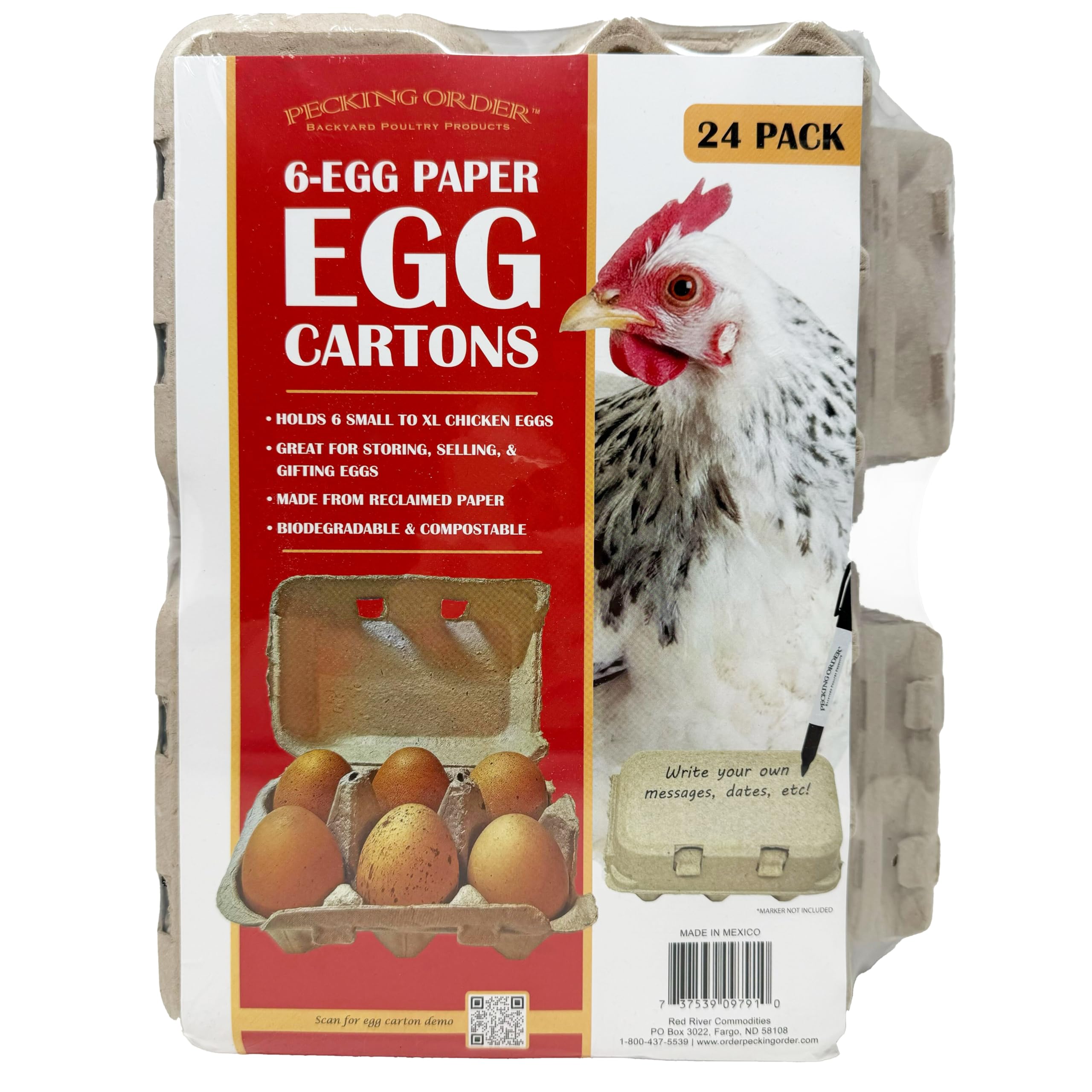 6-Egg Paper Egg Cartons - 24 Pack