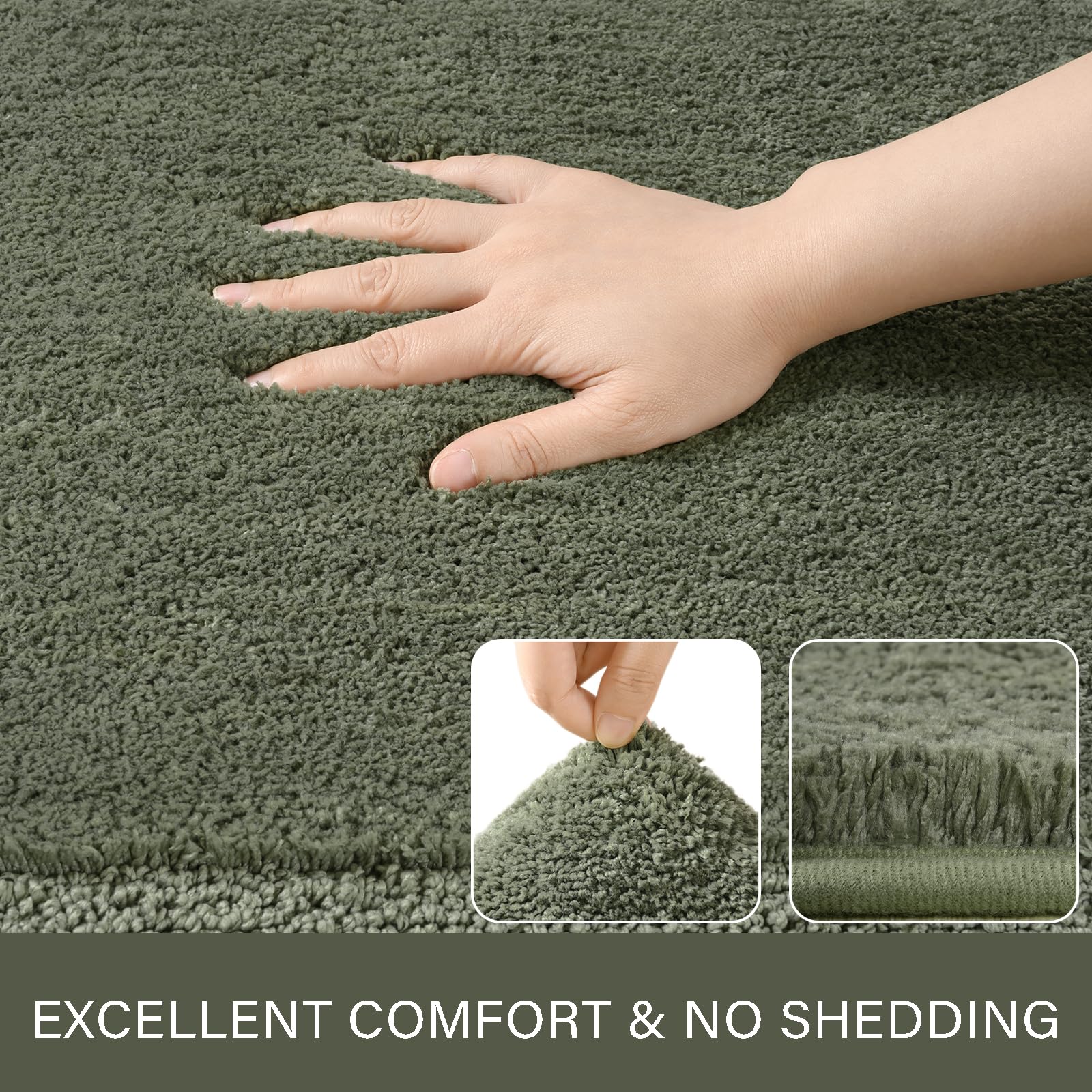 Lochas Bathroom Rug Set Sage Green, Soft Bath Rug Set 2 Piece Set, Toilet Mat U-Shaped 20X20 And 34X20 Bathroom Rugs, Quickly Dr