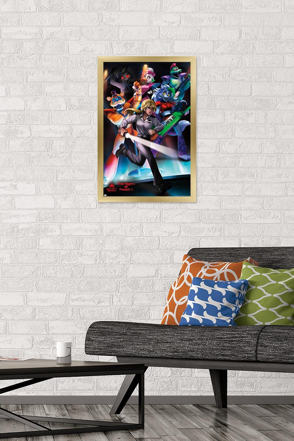 Trends International Five Nights At Freddy'S: Security Breach - Group Wall Poster, 14.725'' X 22.375'', Gold Framed Version