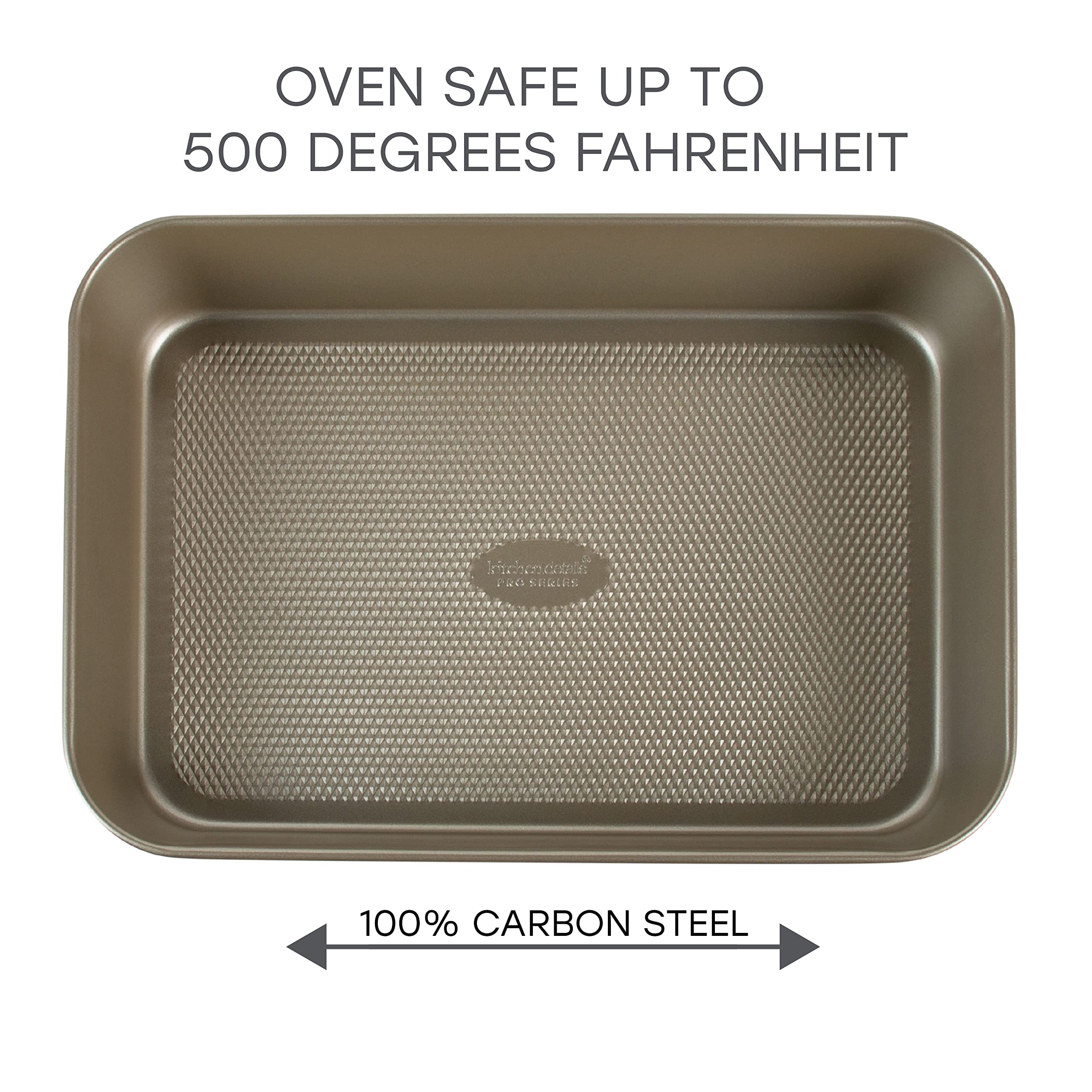 Kitchen Details Pro Series Deep Roasting Pan | Nonstick | Textured Diamond Base | Creates Even Heating | Safe Up To 500 Degrees