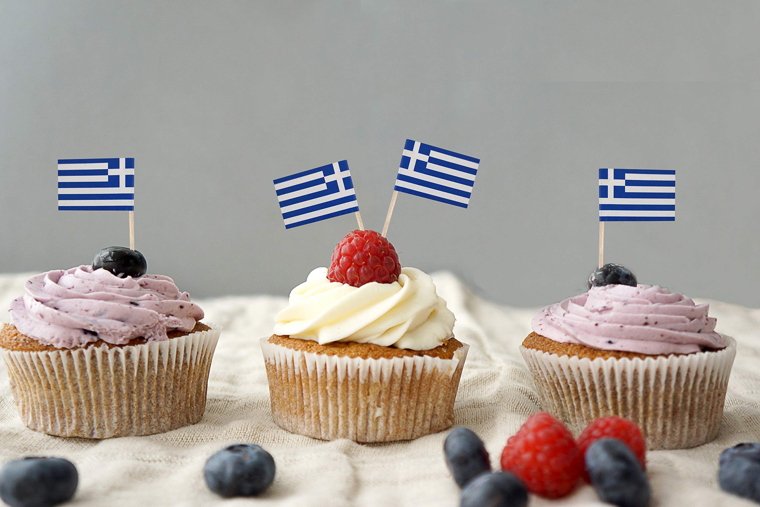 Jbcd Greece Toothpick Flag Greek Mini Small Cupcake Topper Flags, 100Pcs