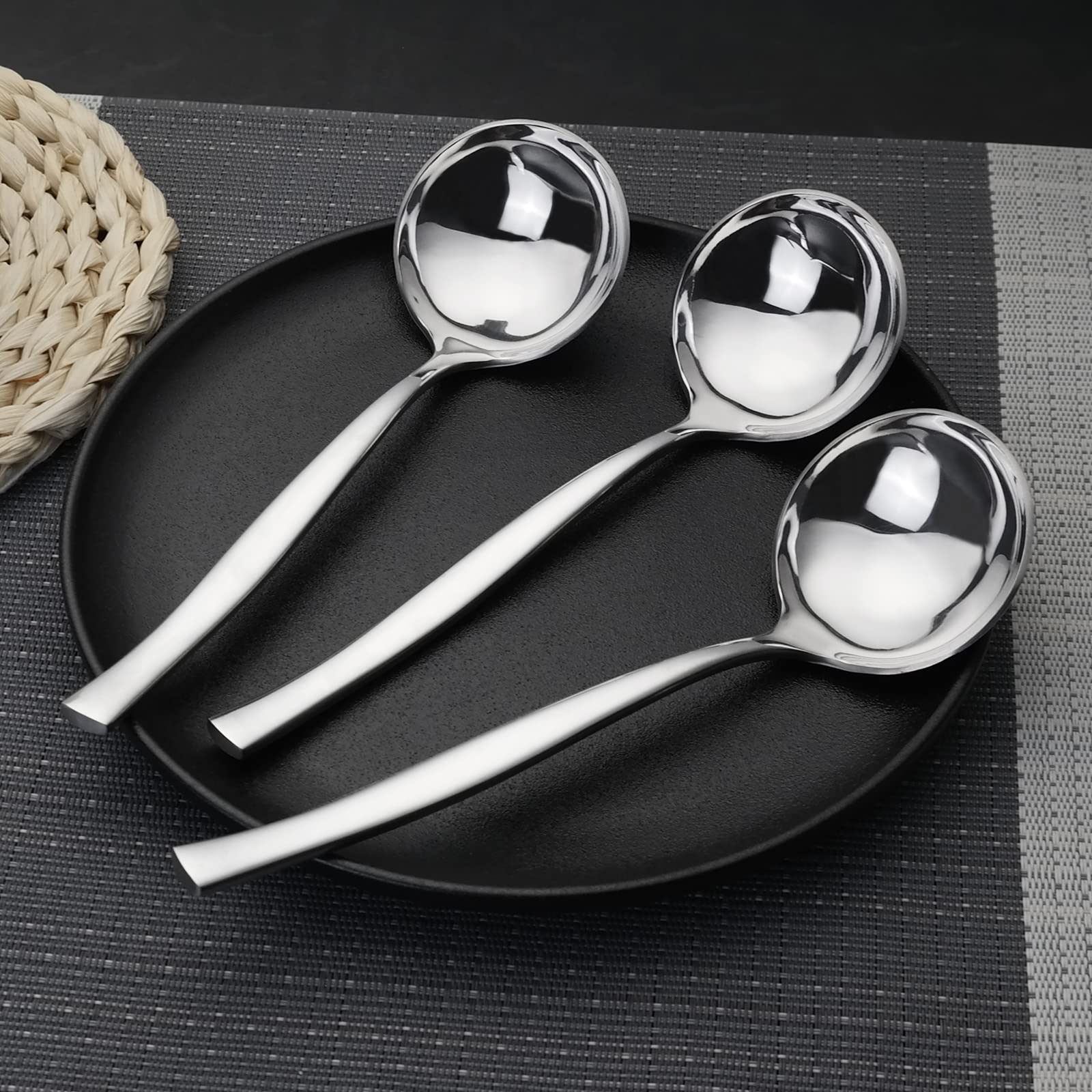 Yesdate 4-Piece Soup Ladle, Stainless Steel Gravy Soup Spoon