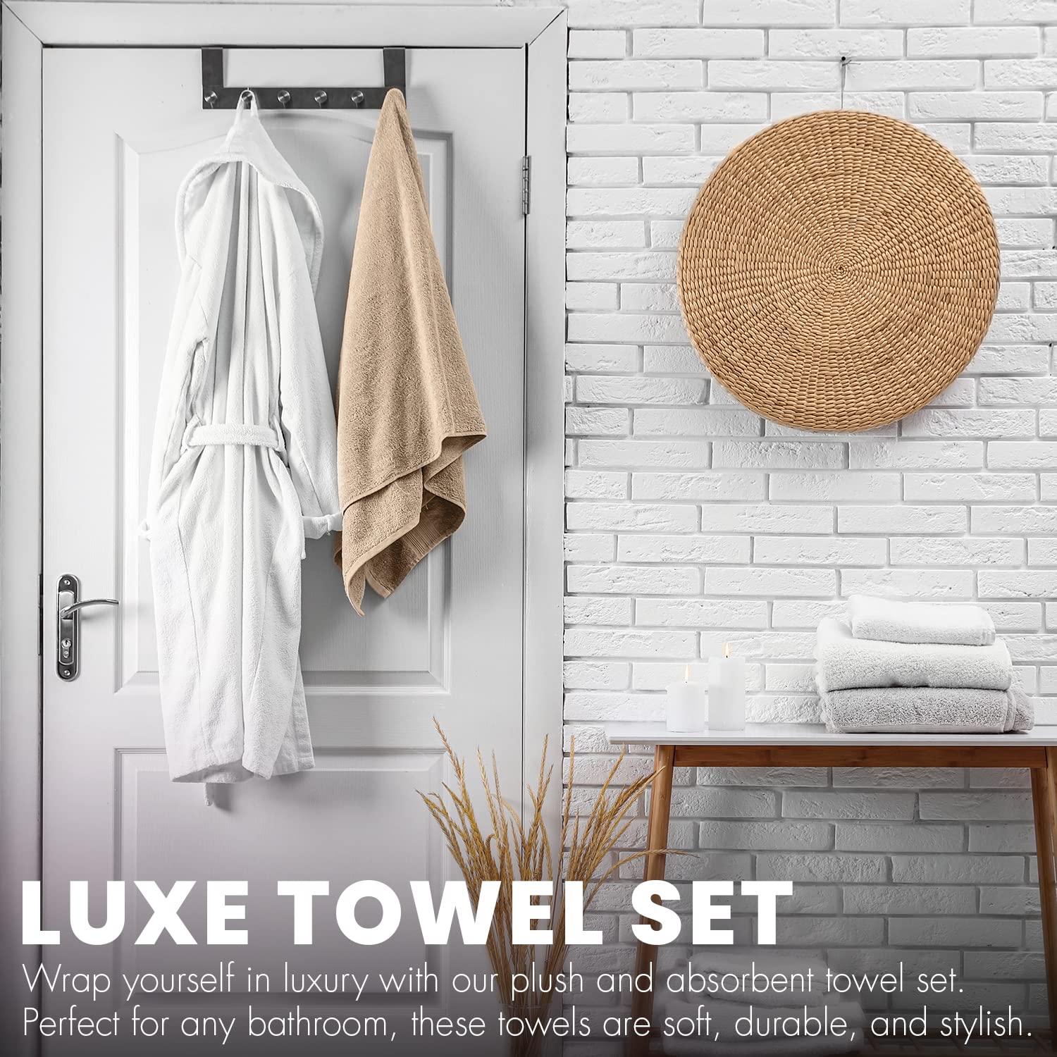 KAHAF Collection 6-Pack Bath Towels - Lightweight - Extra Absorbent - 100% Cotton - Shower towels (Multi  27 inchesx54 inches)