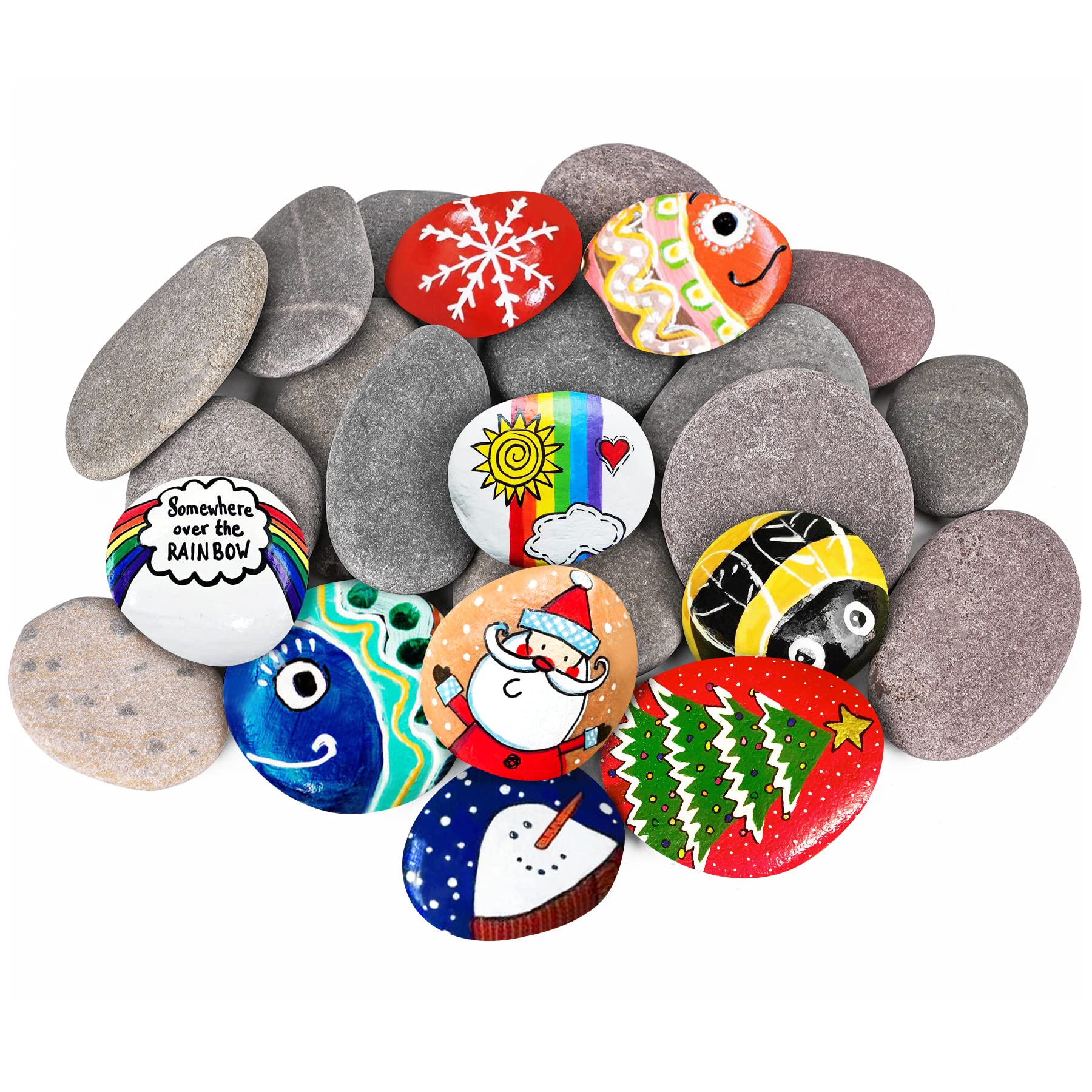 River Rocks For Painting 12 Pcs Large 2-3 Inch Flat Smooth Painting Stones Craft Rock To Paint For Kids Crafts Painting Bulk