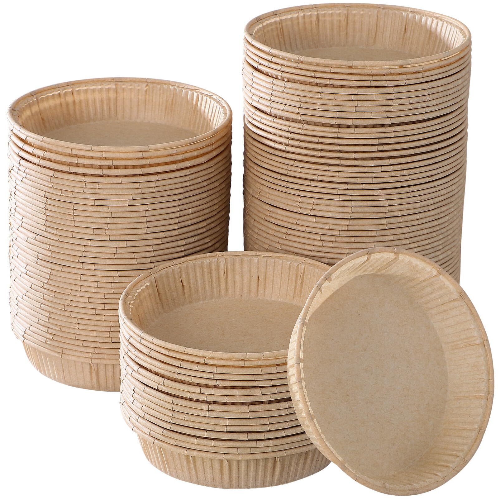 Ciieeo 100 Pcs 4 Inch Mini Tart Pans for Baking Round Bottom Paper Pie Pans Oven Microwave Safe Baking Cups GreaseProof Disposa