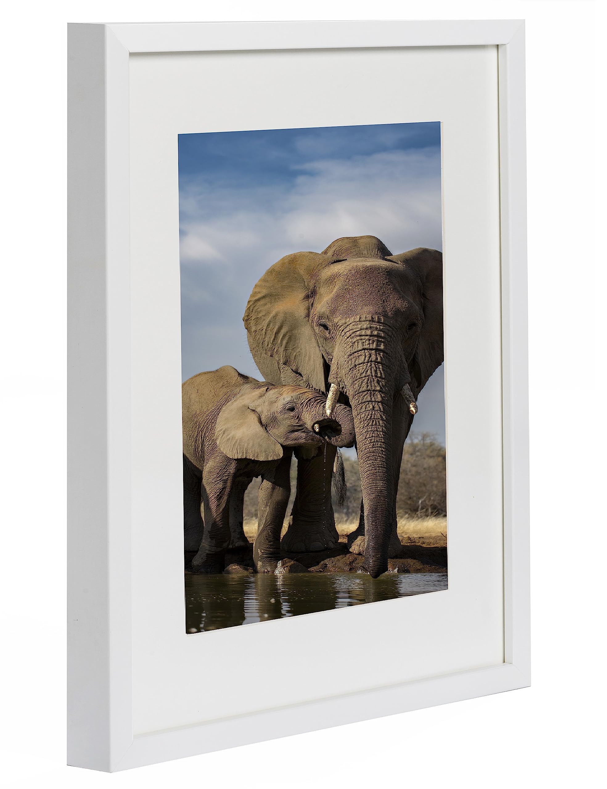Bd Art 12X16 (30X40 Cm) White Picture Frame Made Of Wood And High Definition Glass Display Pictures 8X12 With Mat Or 12X16 Witho