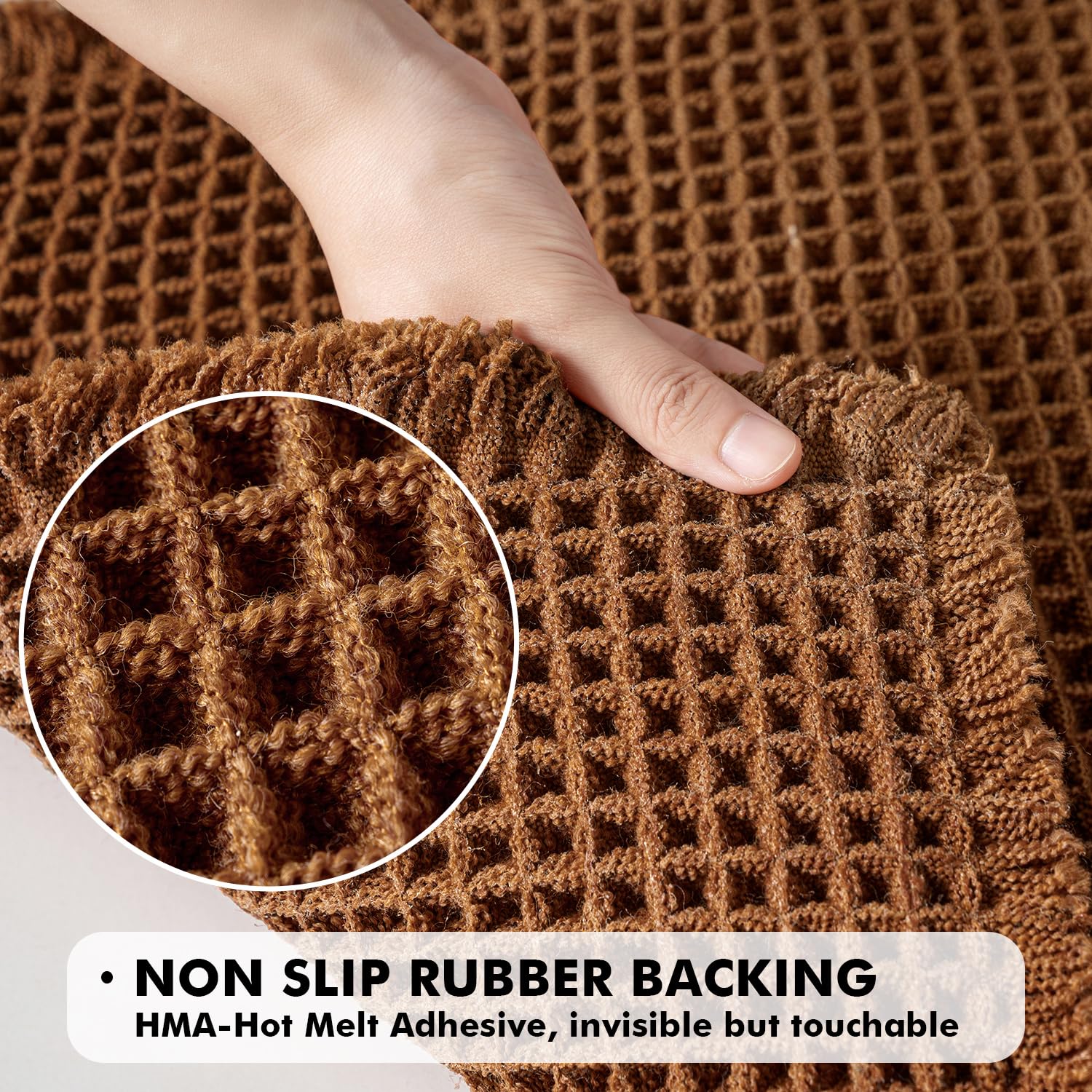 MIULEE Set of 2 Waffle Bathroom Runner Rugs, Fall Boho Bath Rug Non Slip, Super Absorbent Runner Bath Mats, Rubber Backed Shower