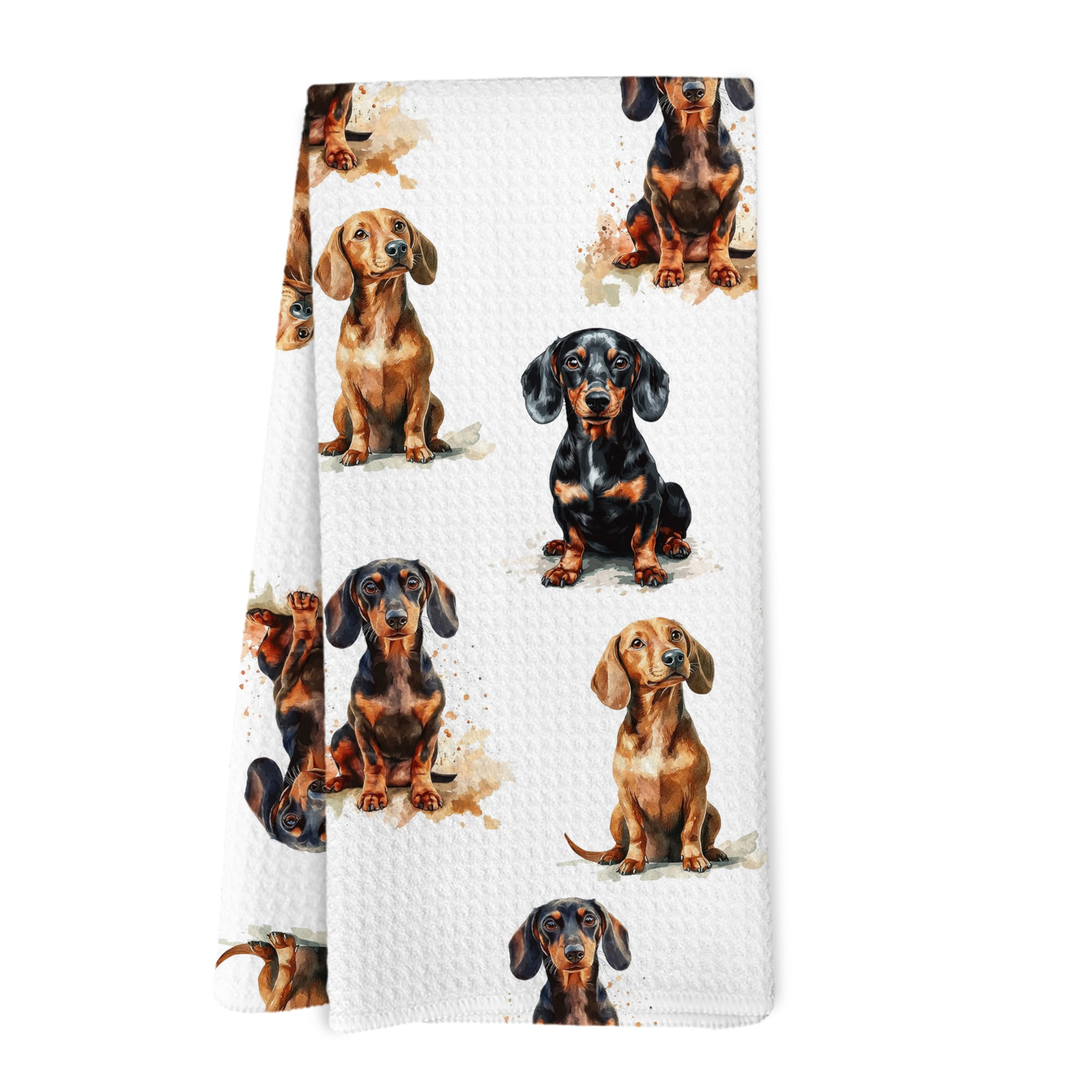 Yorhifa Dachshund Kitchen Dish Towels, Dachshund Gifts for Women, Weiner Wiener Dog Doxie Gifts Hand Towels for Bathroom Kitchen
