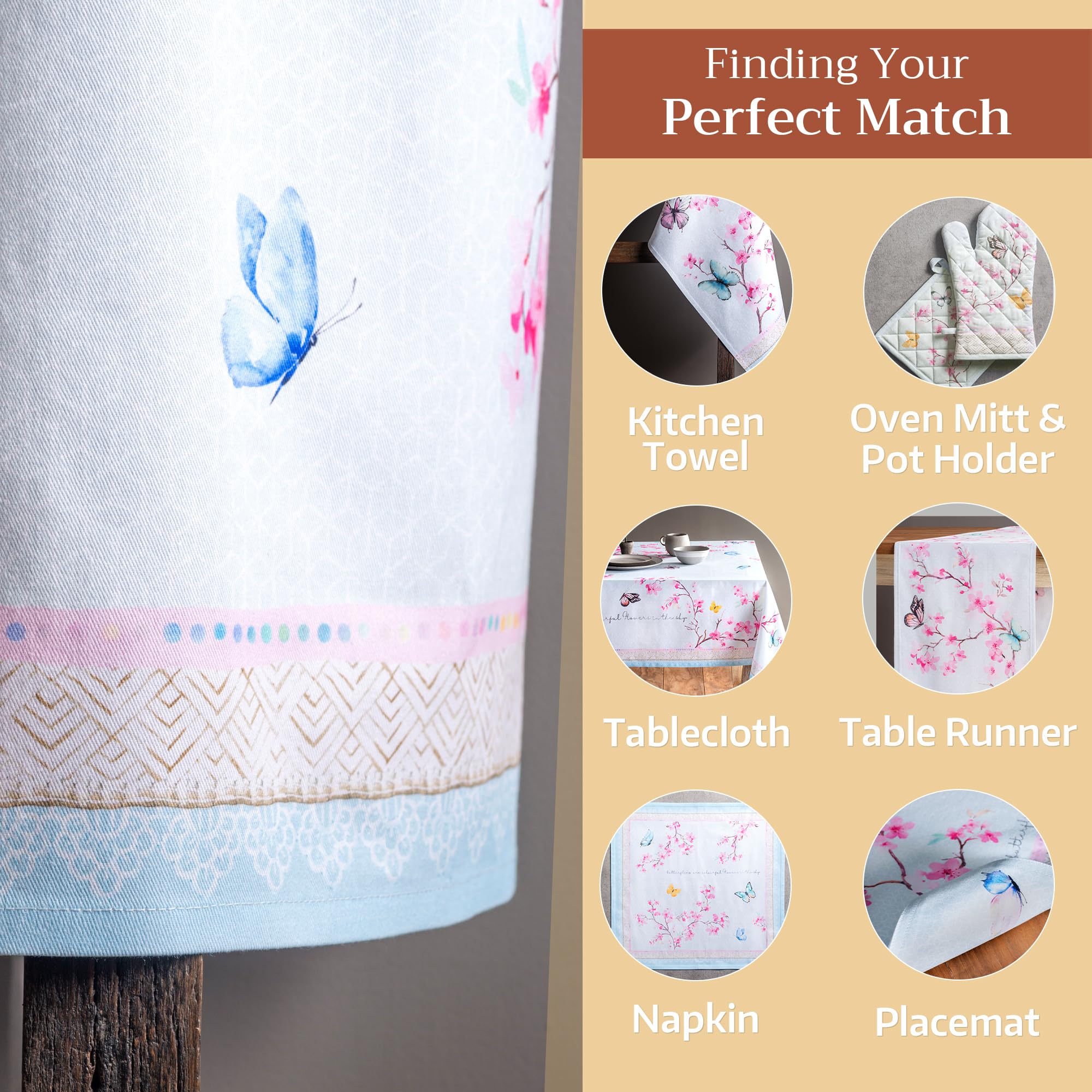 Maison d' Hermine Apron 100% Cotton 1 Piece Adjustable Neck Strap Clothapron with Center Pocket for Gifts  Women  Men  Banquet  Blossoms In Spring - Spring/Summer (27.50''x31.50'')