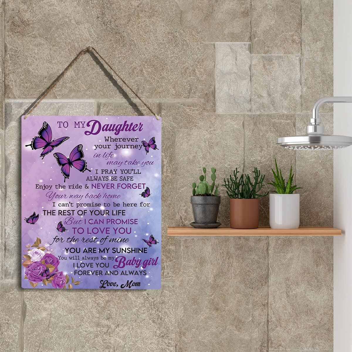 Inspirational Daughter Gift from Mom To My Daughter Wooden Hanging Sign Daughter Gifts Christmas Birthday Anniversary Wedding Gi