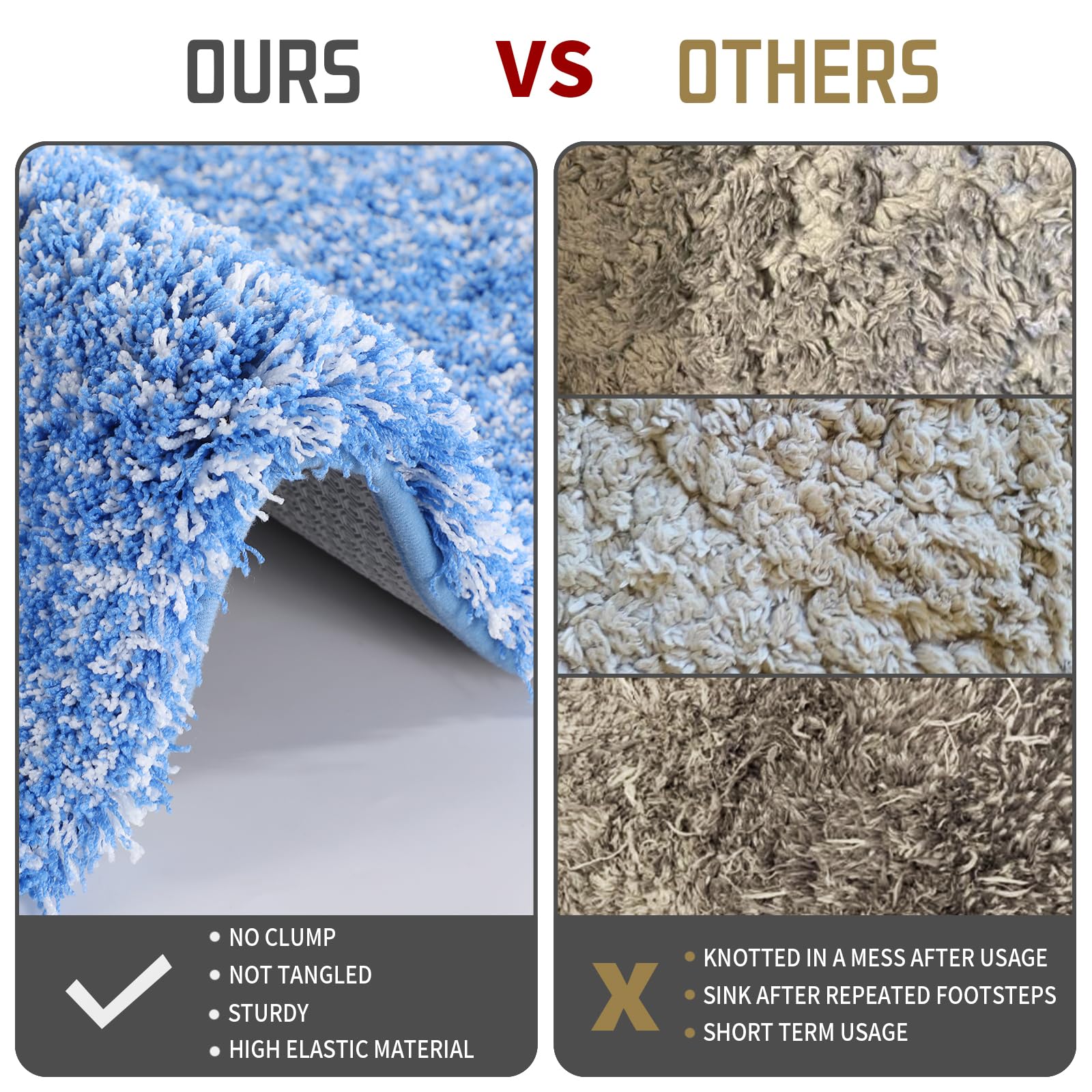 Yimobra Luxury Bathroom Rugs, Fluffy Bath Mats, Non Slip, Water Absorbent Microfiber, Machine Washable, Shaggy Soft Shower Rugs,