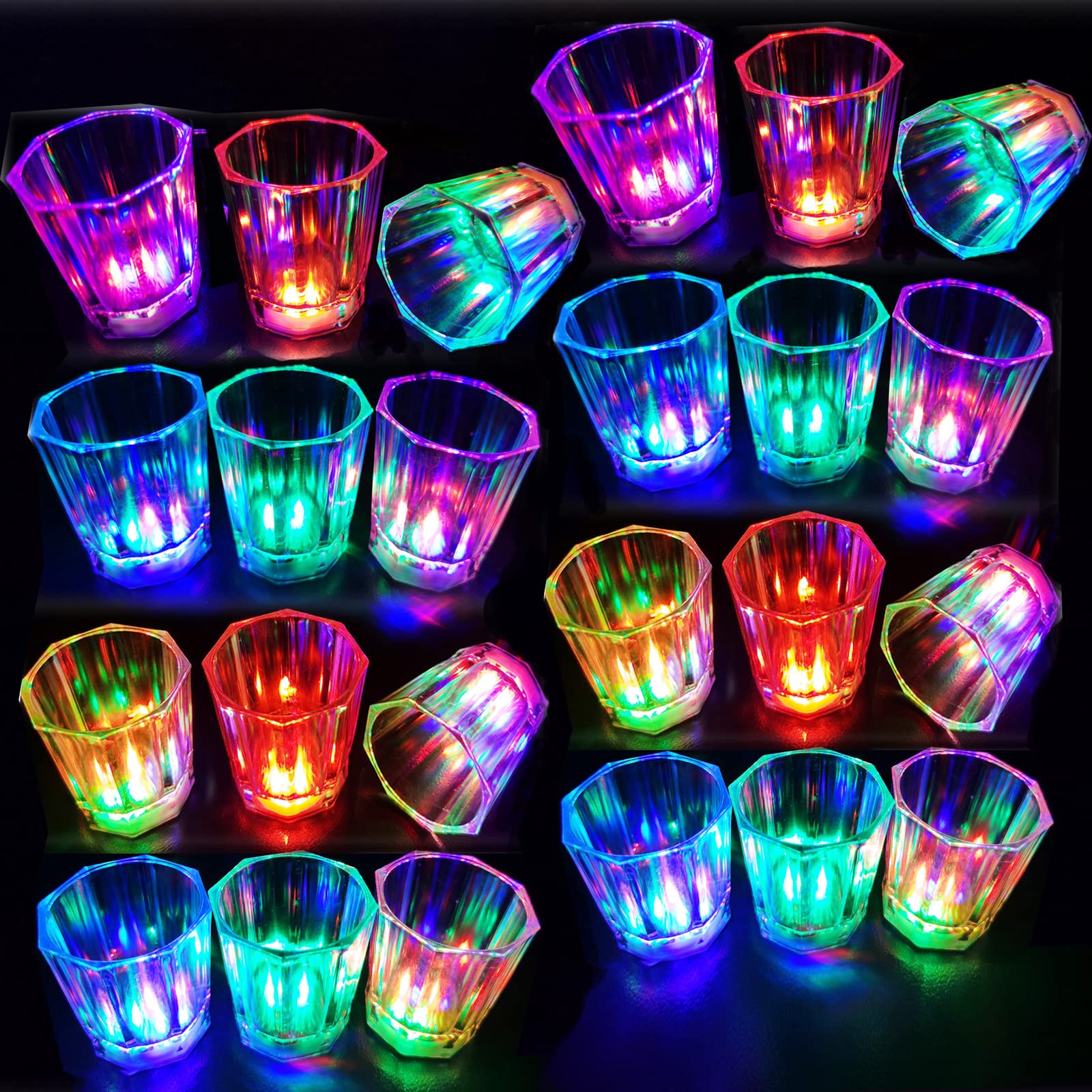 Light Up Shot Glasses Set Of 24 Party Favors Adults Shot Cups For Party Led Flash Light Up Drinking Glasses Glow In The Dark Sho