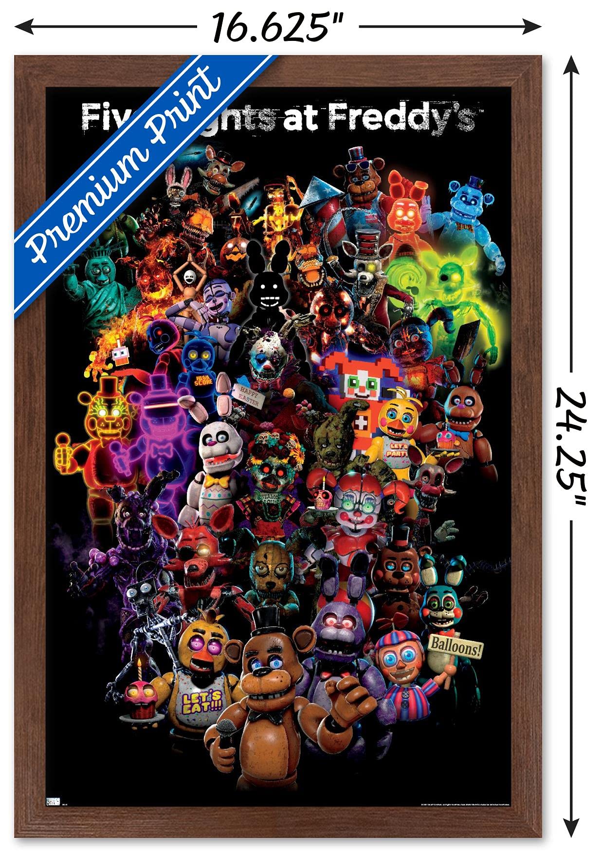 Trends International Five Nights At Freddy'S: Special Delivery - Collage Wall Poster, 14.72'' X 22.37'', Mahogany Framed Version