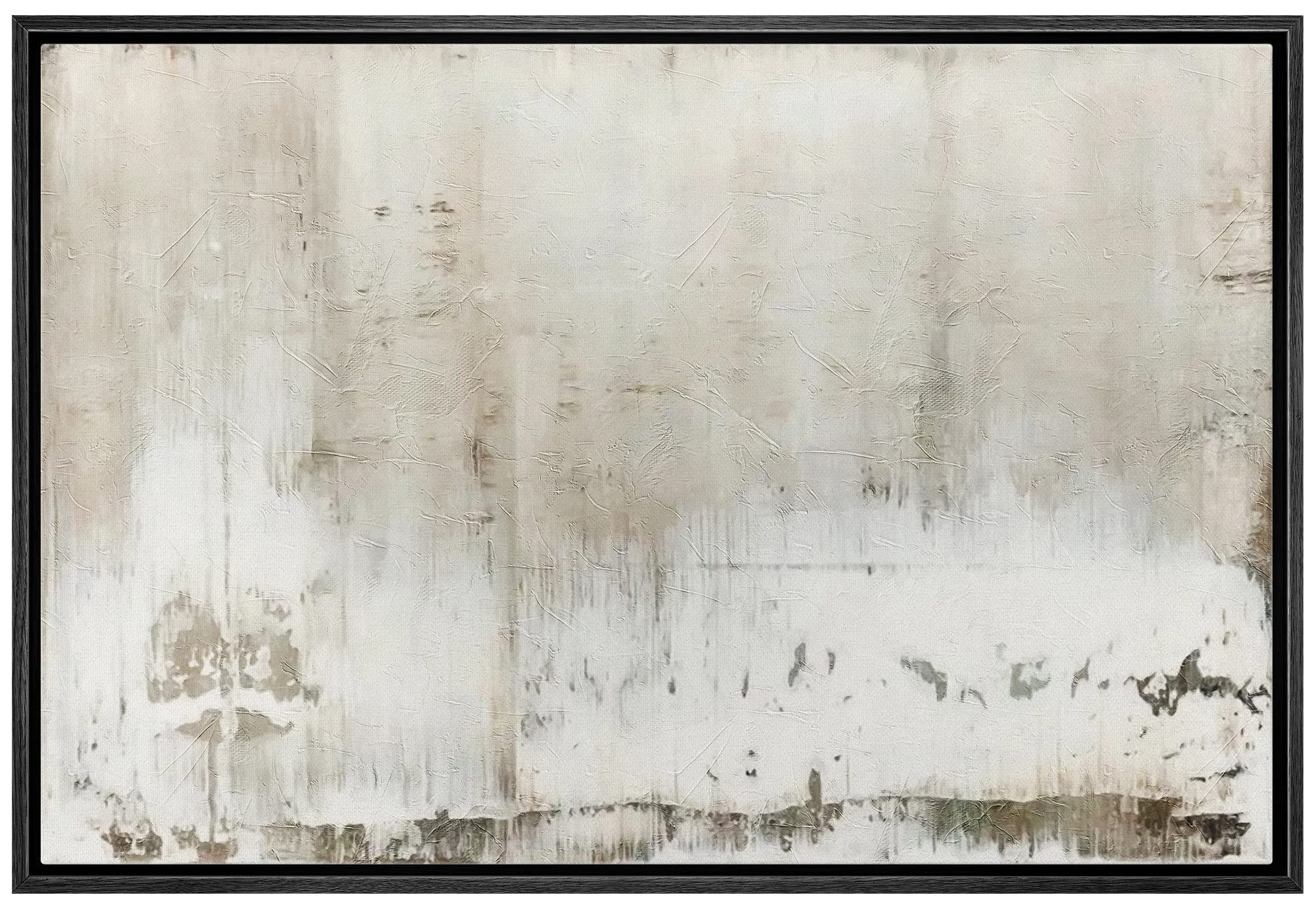 Wall26 Framed Canvas Print Wall Art Pastel Minimal Grunge Brown White Paint Strokes Abstract Shapes Illustrations Modern Art Dec