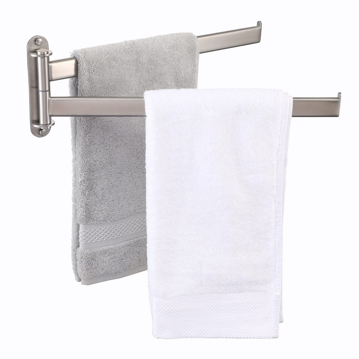 Kes Bathroom Towel Rack, 15.5-Inch Swivel Towel Rack 2-Arm, Swing Out Double Towel Bar Wall Mounted, Sus304 Stainless Steel Brus