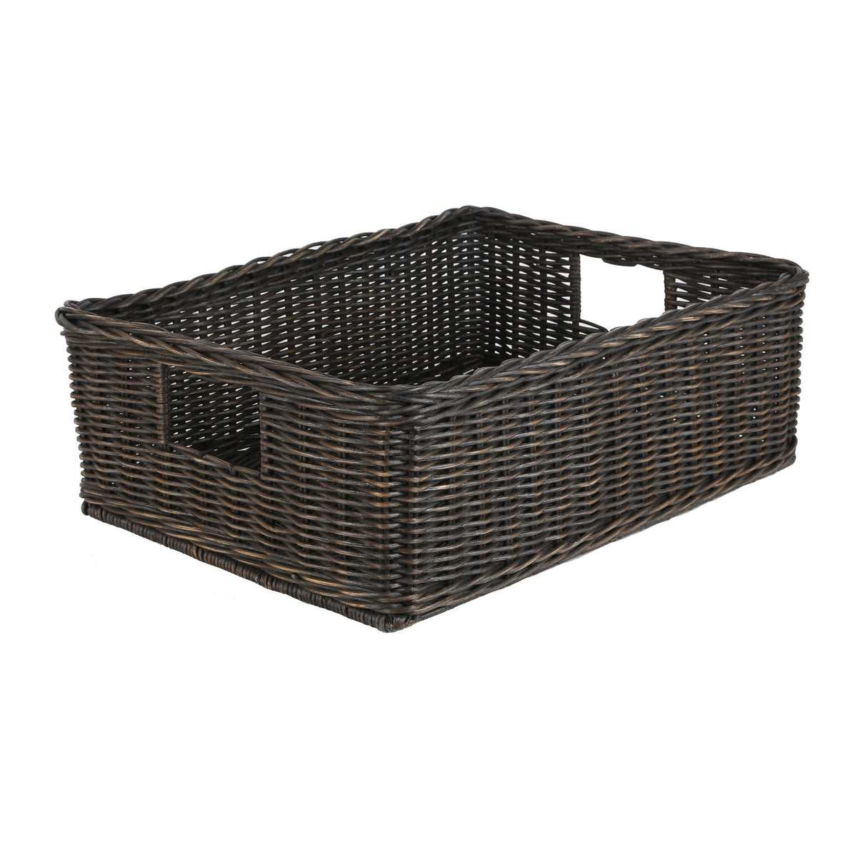 The Basket Lady Under the Bed/Basic Wicker Storage Basket, Large, 22 in L x 16.5 in W x 7 in H, Antique Walnut Brown
