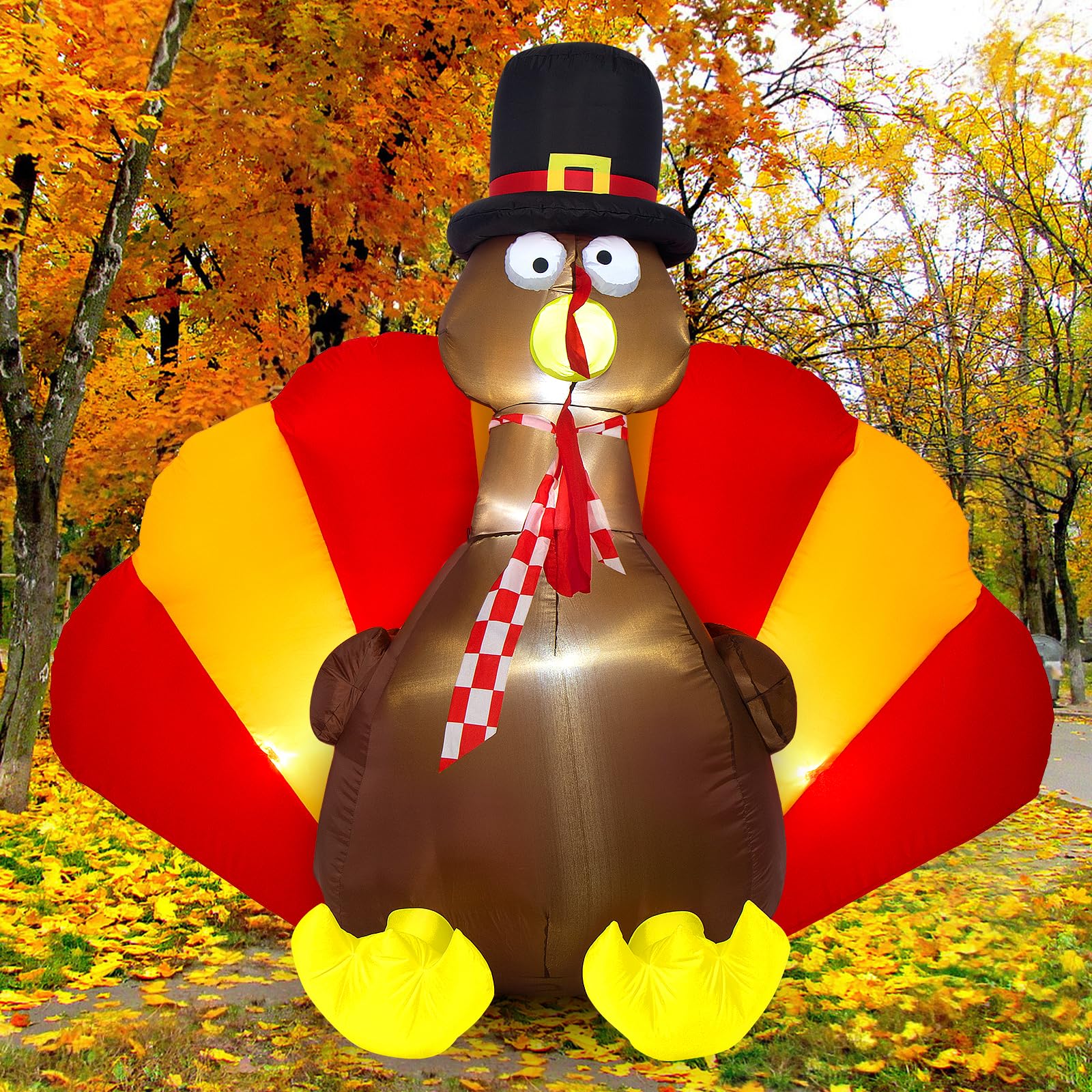 Sizonjoy Inflatable Turkey Decorations,6 Ft Thanksgiving Inflatables Outdoor Decorations with Built-in LED Lights & Fan Outdoor