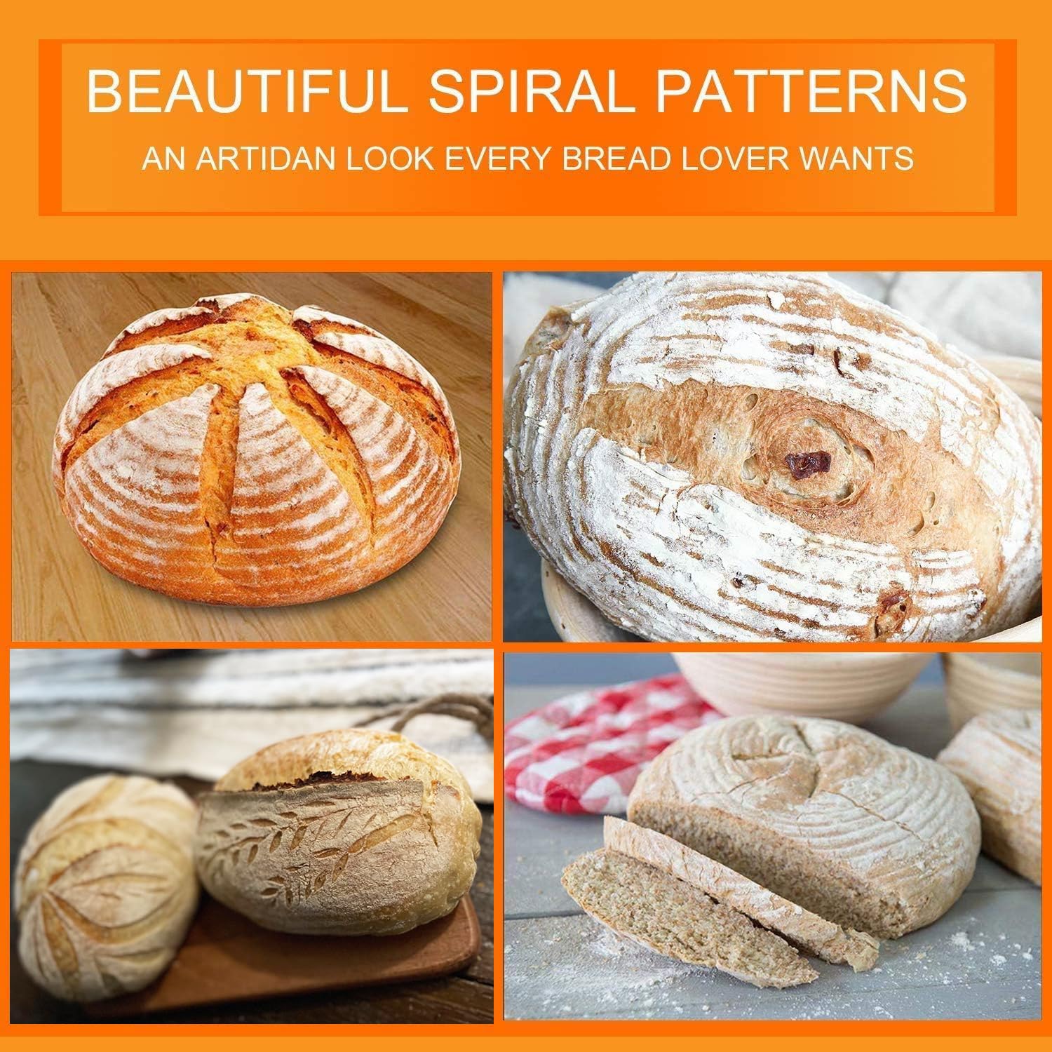 Homedisiac Banneton Bread Proofing Basket Set, 9 Inch Round & 10 Inch Oval, Natural Rattan Material, Ideal For Sourdough Bread B