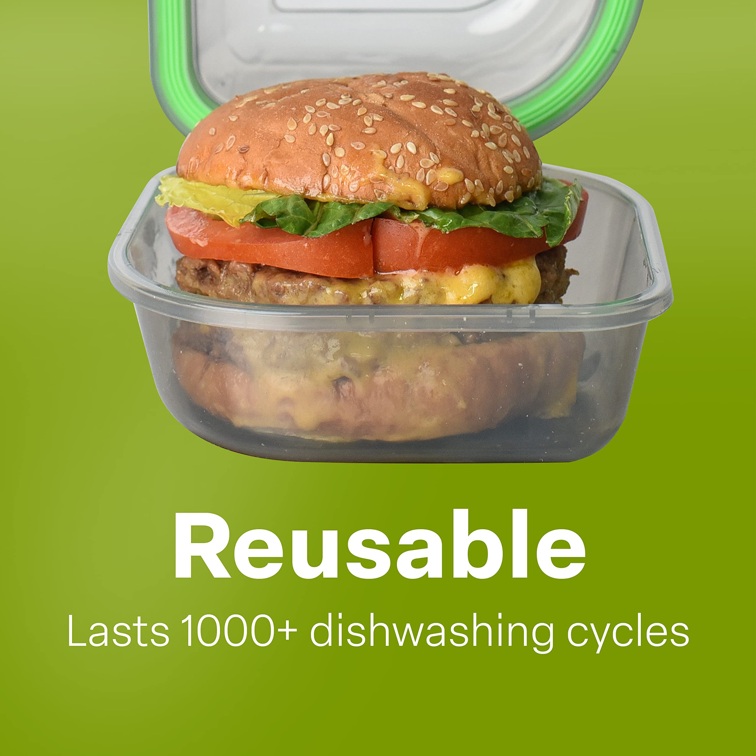 Mygo Container Bun Sized To-Go Compartment Container, 5-1/2'' X 5-1/2'' X 3-1/2'' Reusable, Microwave Safe, Nsf Certified, Smoke