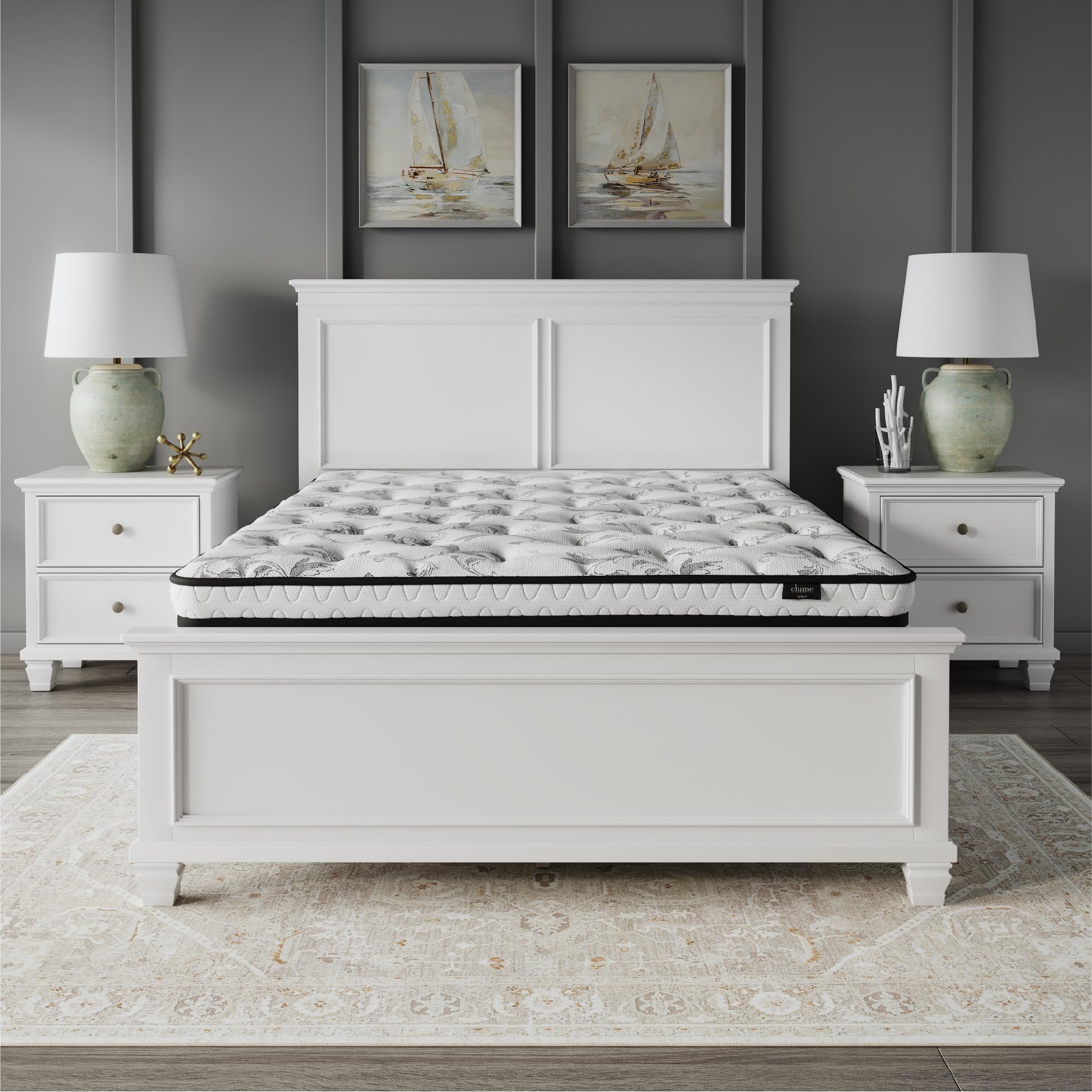 Signature Design by Ashley Queen Size Chime 8 Inch Medium Firm Innerspring Mattress with Pressure Relief Quilt Foam