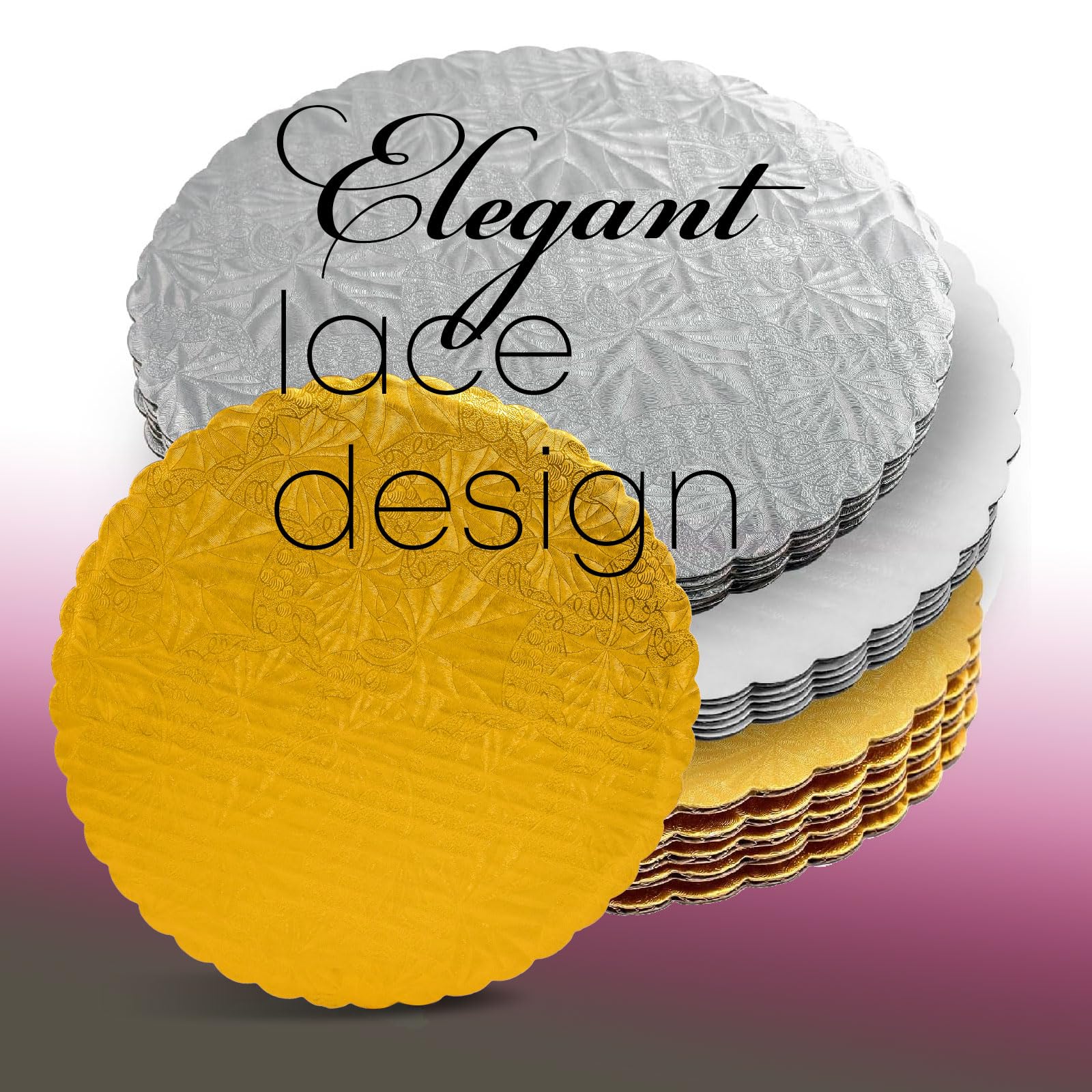Whalen Packaging 9'' White Scalloped Edge Cake Boards, 25 Ct