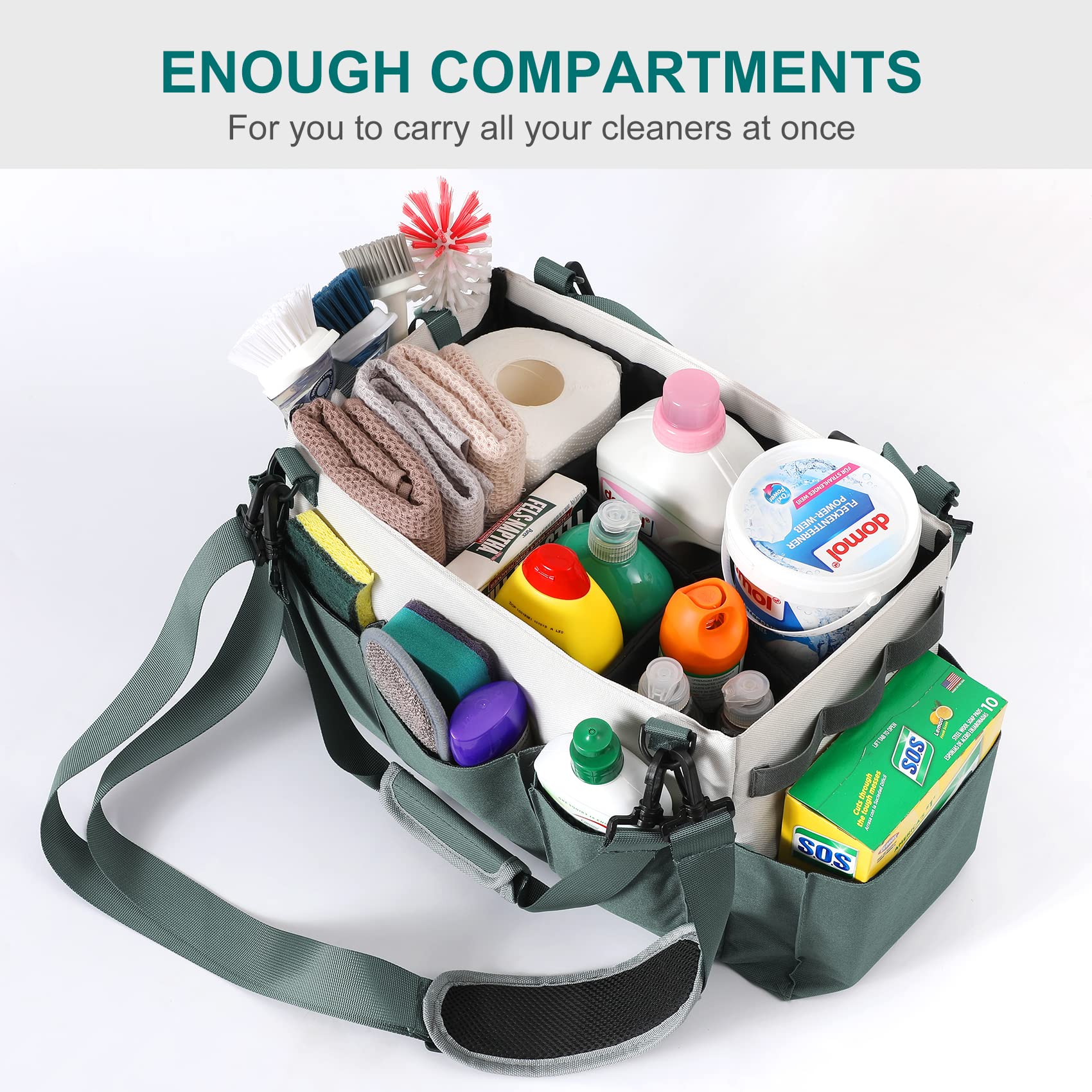 Large Cleaning Caddy Organizer With Handle, Wearable Cleaning Caddy Bag For Cleaning Supplies, Cleaning Tote With Shoulder And W