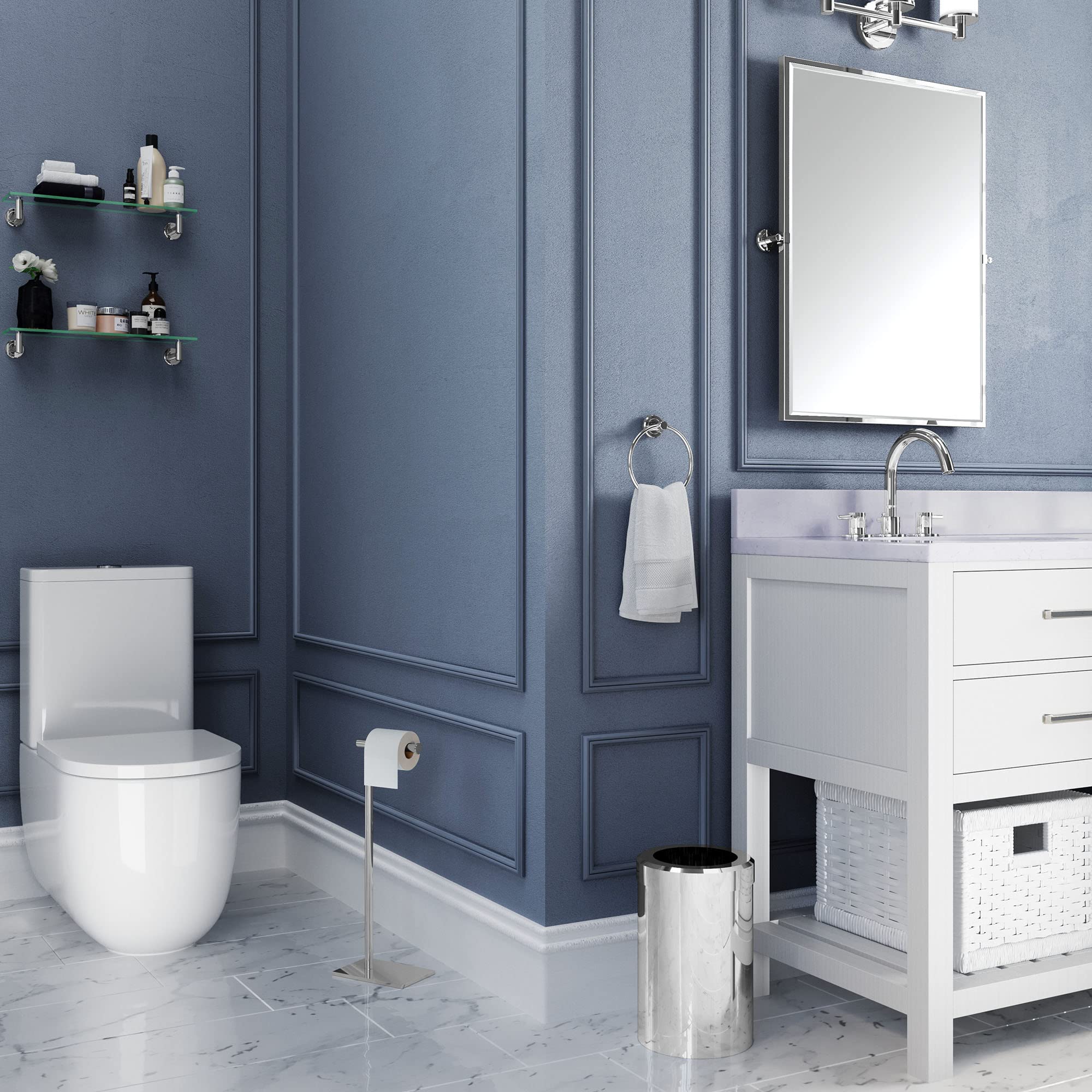 Modern Square Base Tissue Holder Stand, 2125, In Chrome