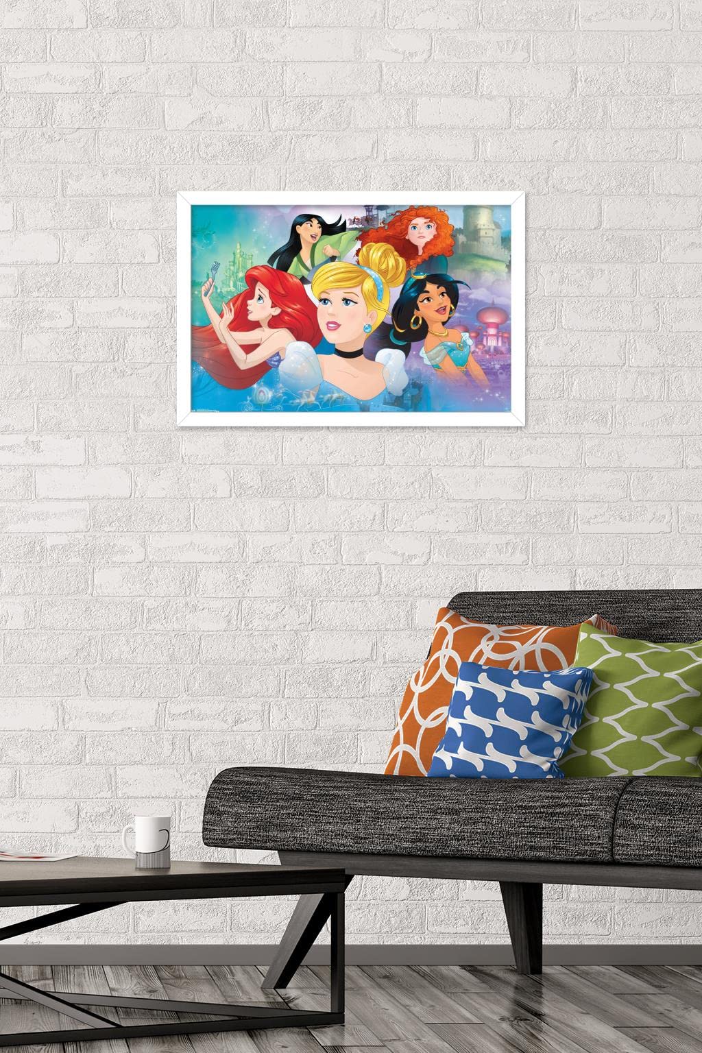 Trends International Disney Princess - Gaze Wall Poster, 14.72'' X 22.37'', White Framed Version