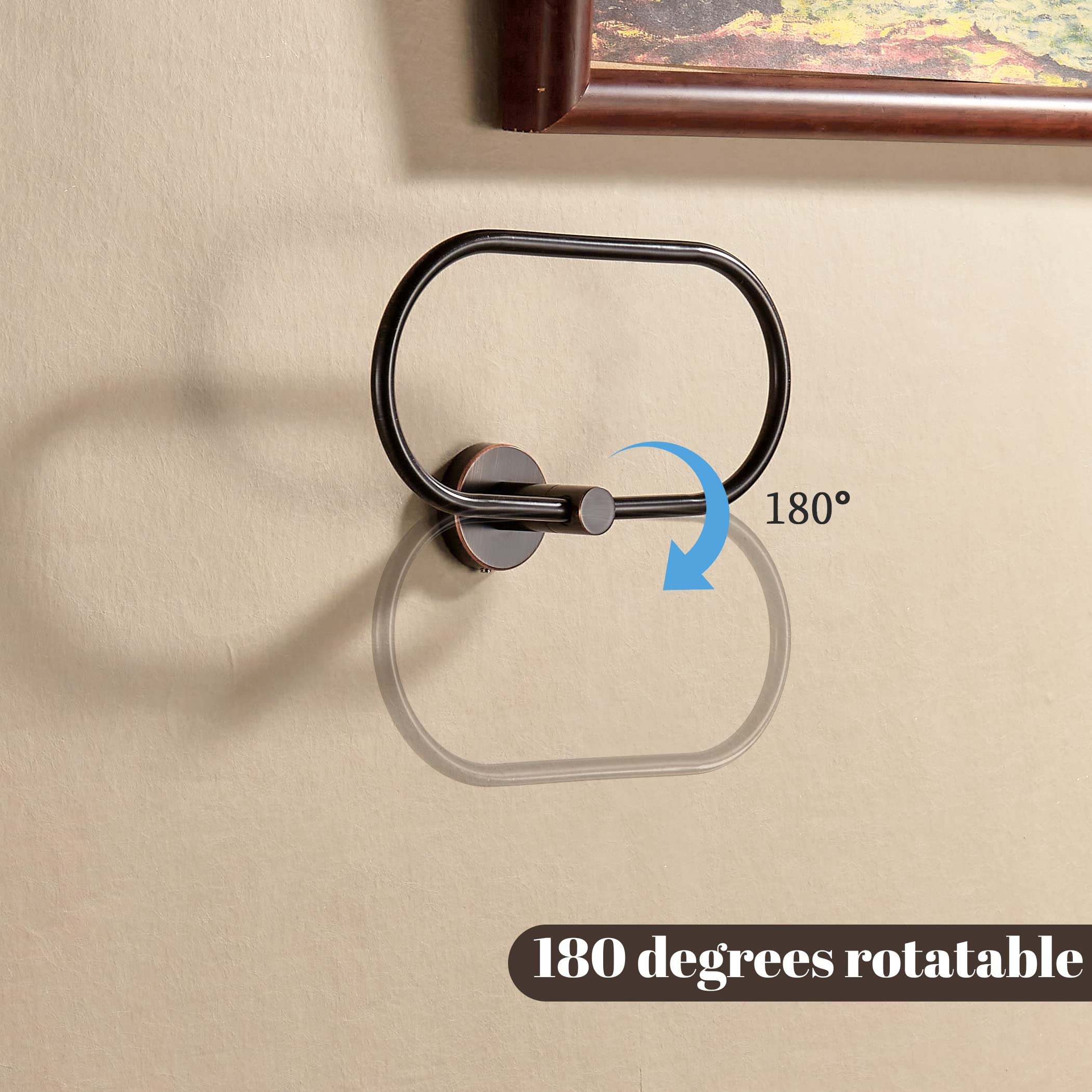 Bigbig Home Bronze Towel Ring, Bathroom Towel Holder, Bath Oil Rubbed Hand Towel Rack Hanger Wall Mounted Farmhouse