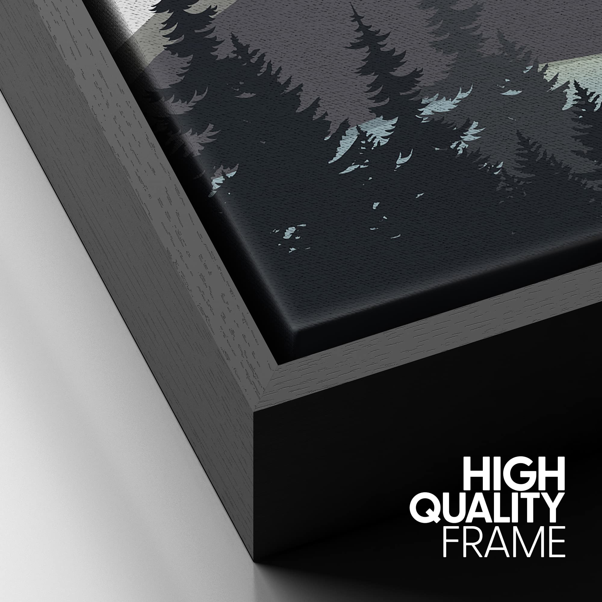 Signford Framed Canvas Print Wall Art Woodland Nursery Decor Pastel Mountain Pine Tree Lake Nature Wilderness Modern Art Decorat